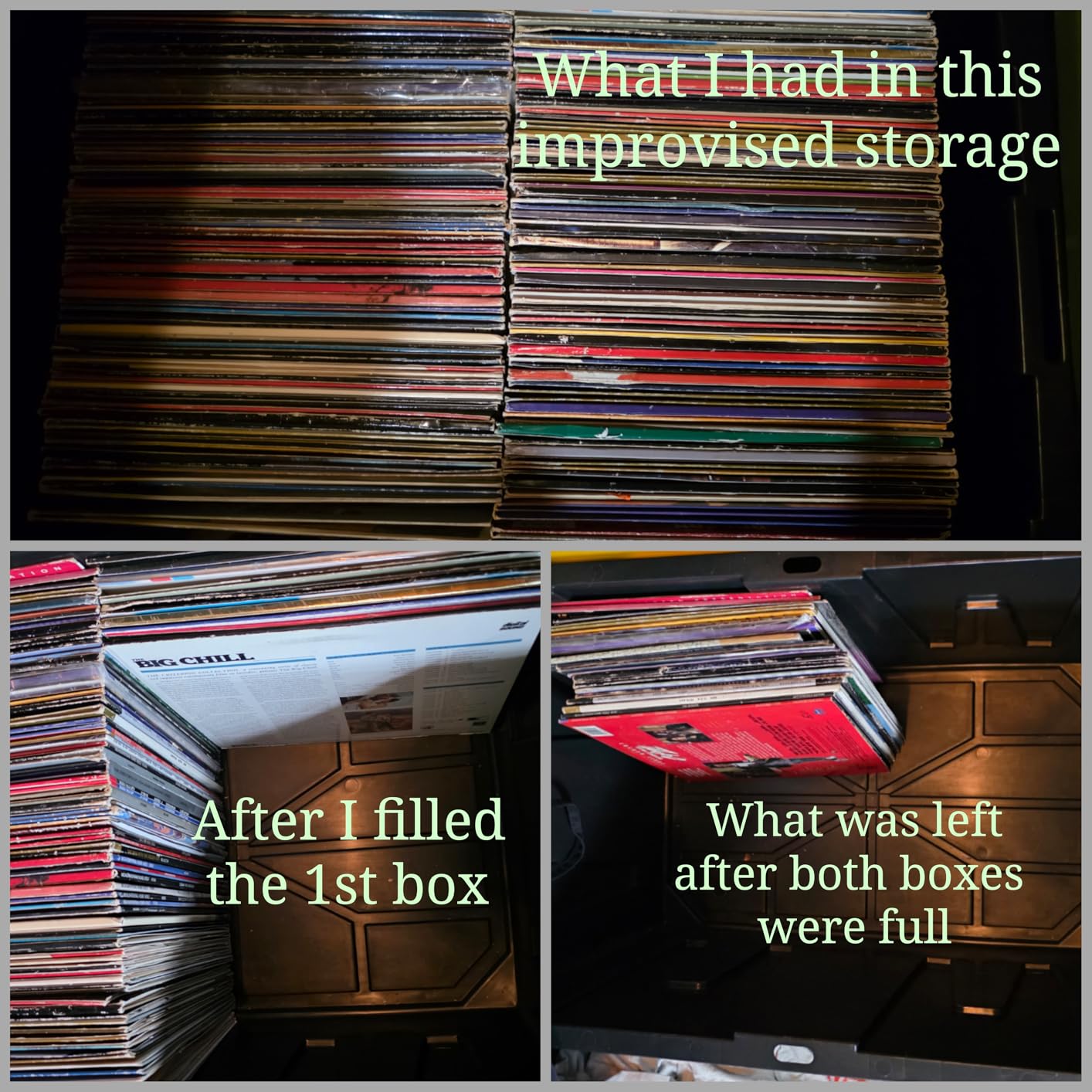alavisxf xx 12-inch Vinyl Record Storage Box, Nylon Foldable and Stackable Set of 2 Vinyl LP Storage Organizer Case with Lid and Handles Can Hold 180 Single Record (12-inch) customer photo 2