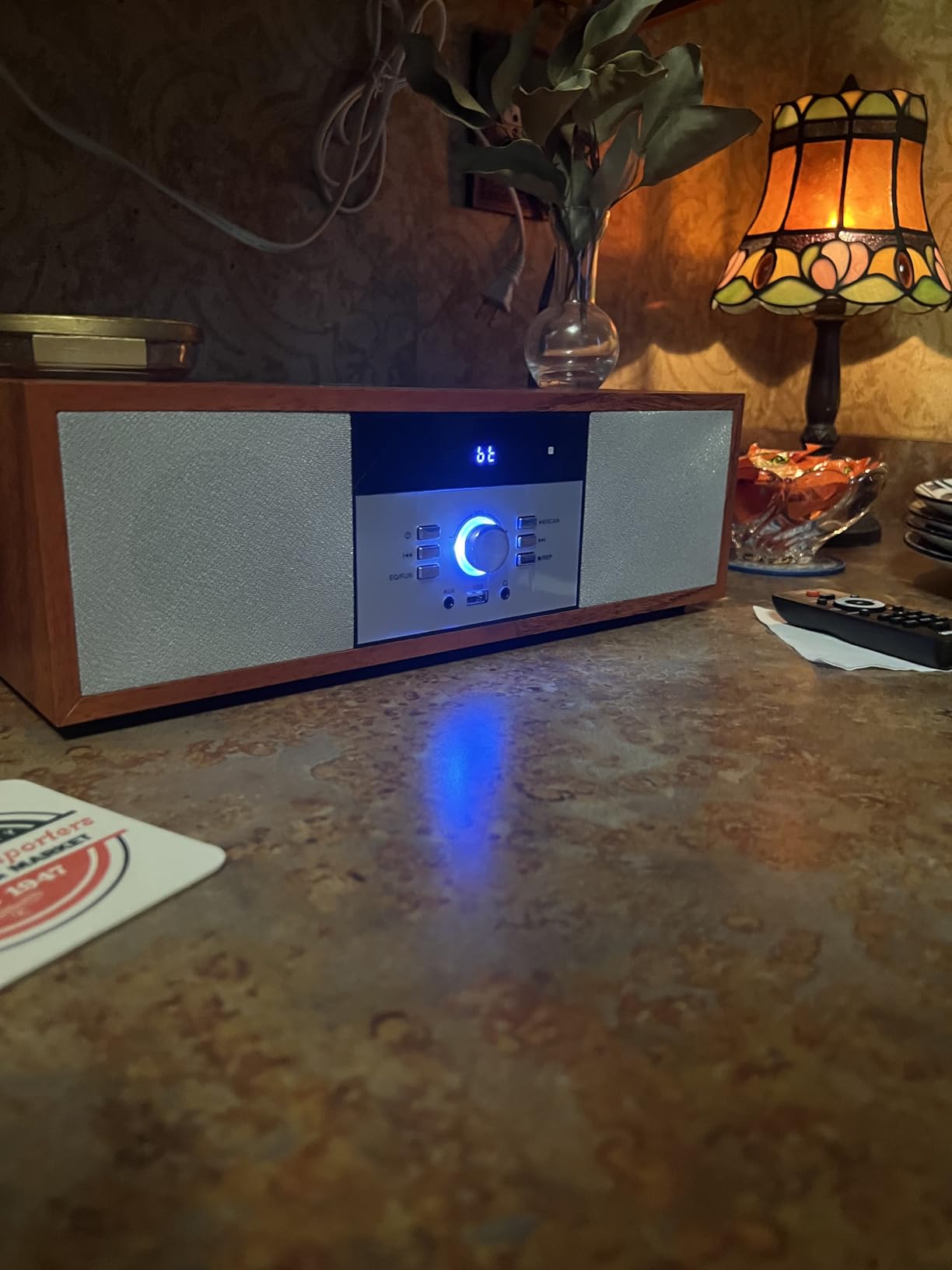 Nostalgic Bluetooth Stereo System for Home, WISCENT Vintage Micro HiFi Systems CD Player,with Bluetooth Audio Streaming,FM Radio,USB Port,Aux-in,Earphone Port (Brown) customer photo 1