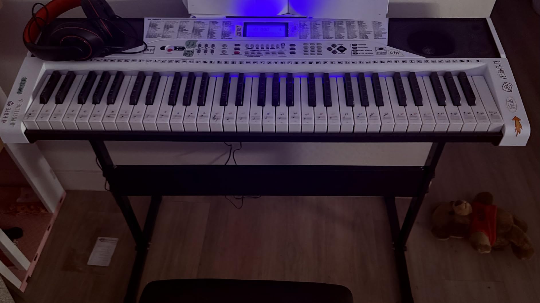 Best Choice Products 61-Key Beginners Complete Electronic Keyboard Piano Set w/Lighted Keys, LCD Screen, Headphones, Stand, Bench, Teaching Modes, Note Stickers, Built-In Speakers - Pink customer photo 1