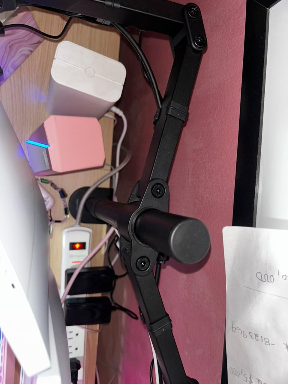 Amazon Basics Gas Spring Dual Monitor Arm Desk Mount, Adjustable Tension, Fits 15–27 Inch Monitors, Supports 4.4–15.4 lbs Each Arm, VESA 75x75/100x100, Black customer photo 2