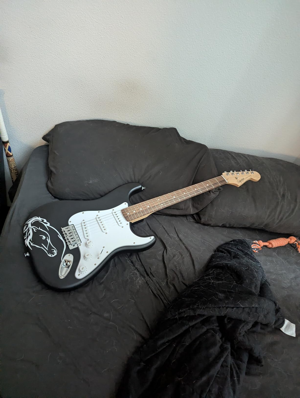 Fender Squier Stratocaster Beginner Electric Guitar, Matte Black customer photo 2