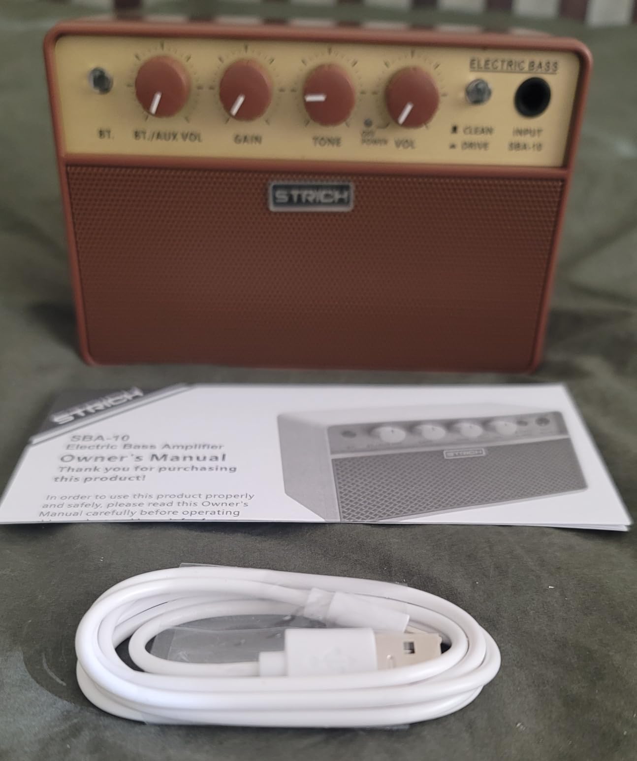 STRICH 2 x 5W Mini Bass Practice Amp, Rechargeable, Clean/Drive, Brown customer photo 1