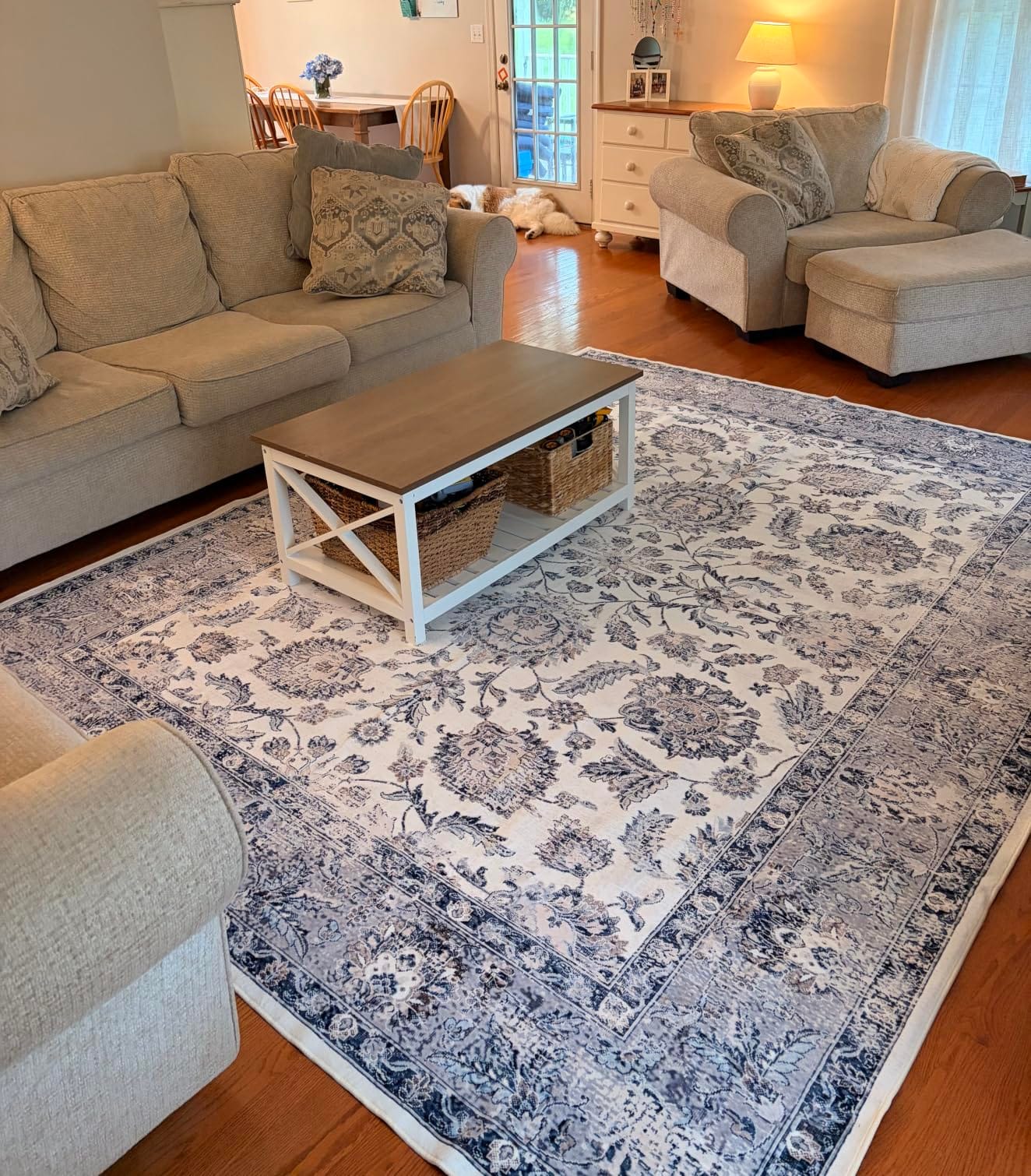 CHAMPLANT Washable Area Rug 8'x10' Boho Chic Medallion Distressed Design Non-Shedding Easy Care Ideal for High Traffic Areas in Living Room Bedroom Office Coffee Table Large Carpet customer photo 2