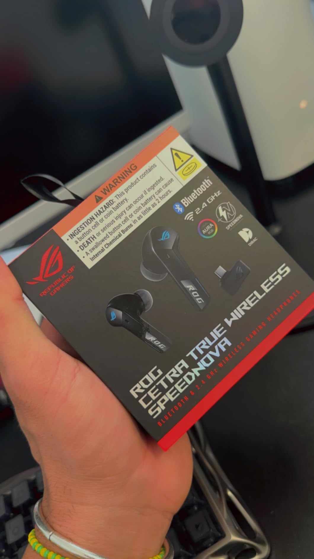 ASUS ROG Cetra True Wireless SpeedNova Gaming Earbuds – Dual-Mode (BT, 2.4GHz), Dirac Opteo, Bone-Conduction AI Mic, Adaptive ANC, 46Hr Battery, for PC, PS5, PS4, Switch, Mobile, ROG Ally/X - Black customer photo 1