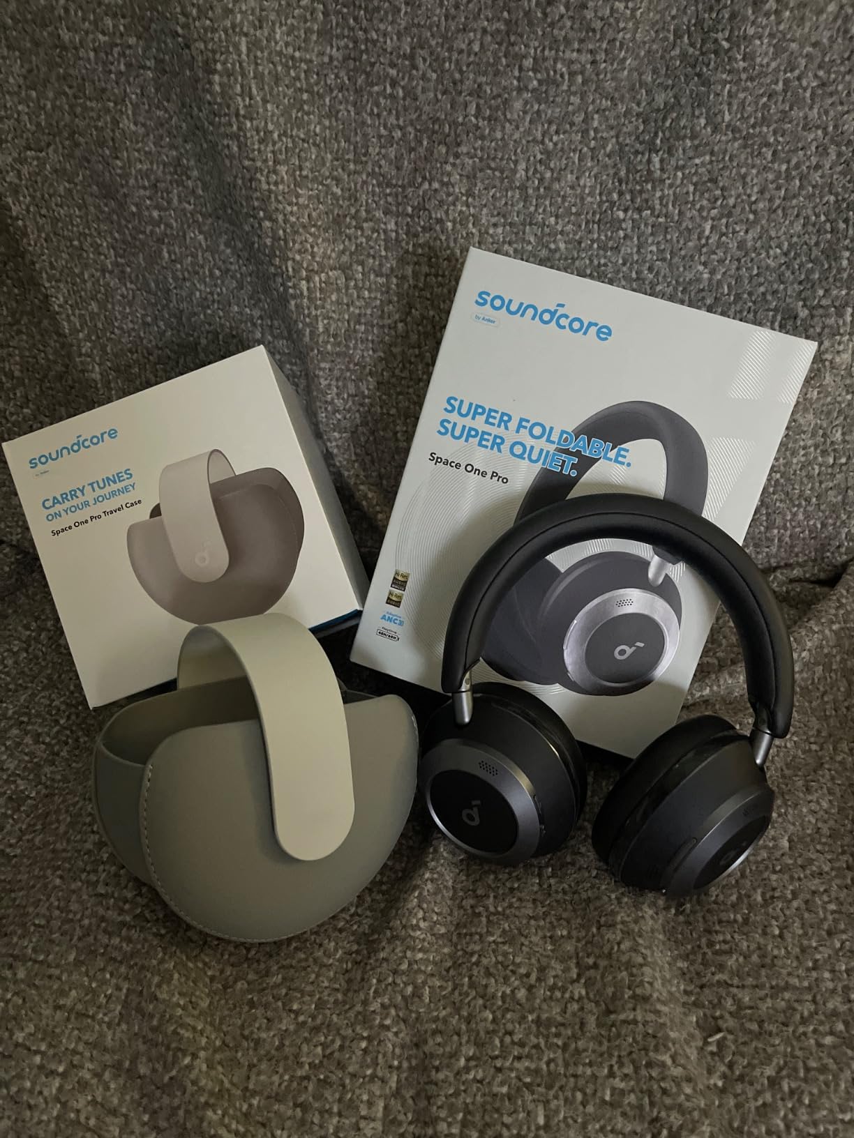 Soundcore Anker Space One Pro Wireless Over-Ear Headphones, Foldable Design | Adaptive Active Noise Cancelling, 60H Playtime, Hi-Res LDAC, multipoint connection, 6-Mic Calls, 5-Min Charge for 8 Hrs customer photo 1