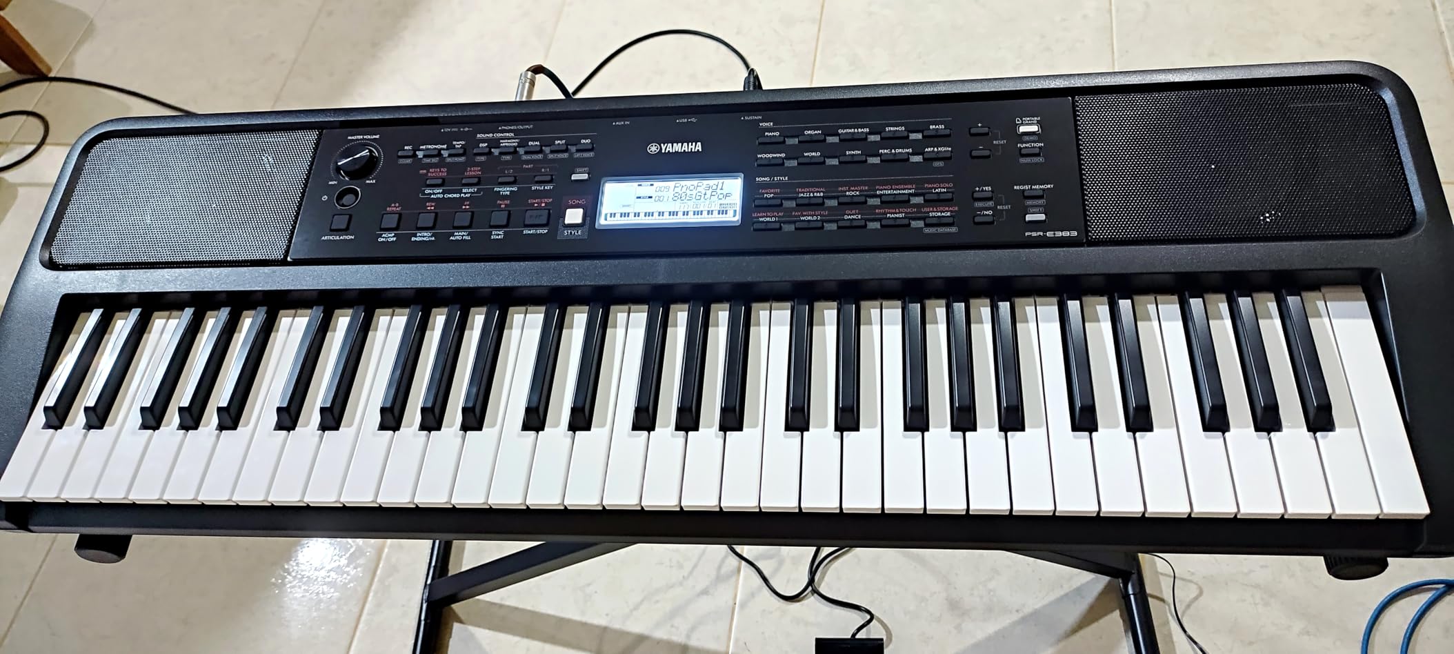 Yamaha 61 Touch Sensitive Keys Portable Keyboard for Beginners with Music Rest, Power Adapter PSR-E383 customer photo 1
