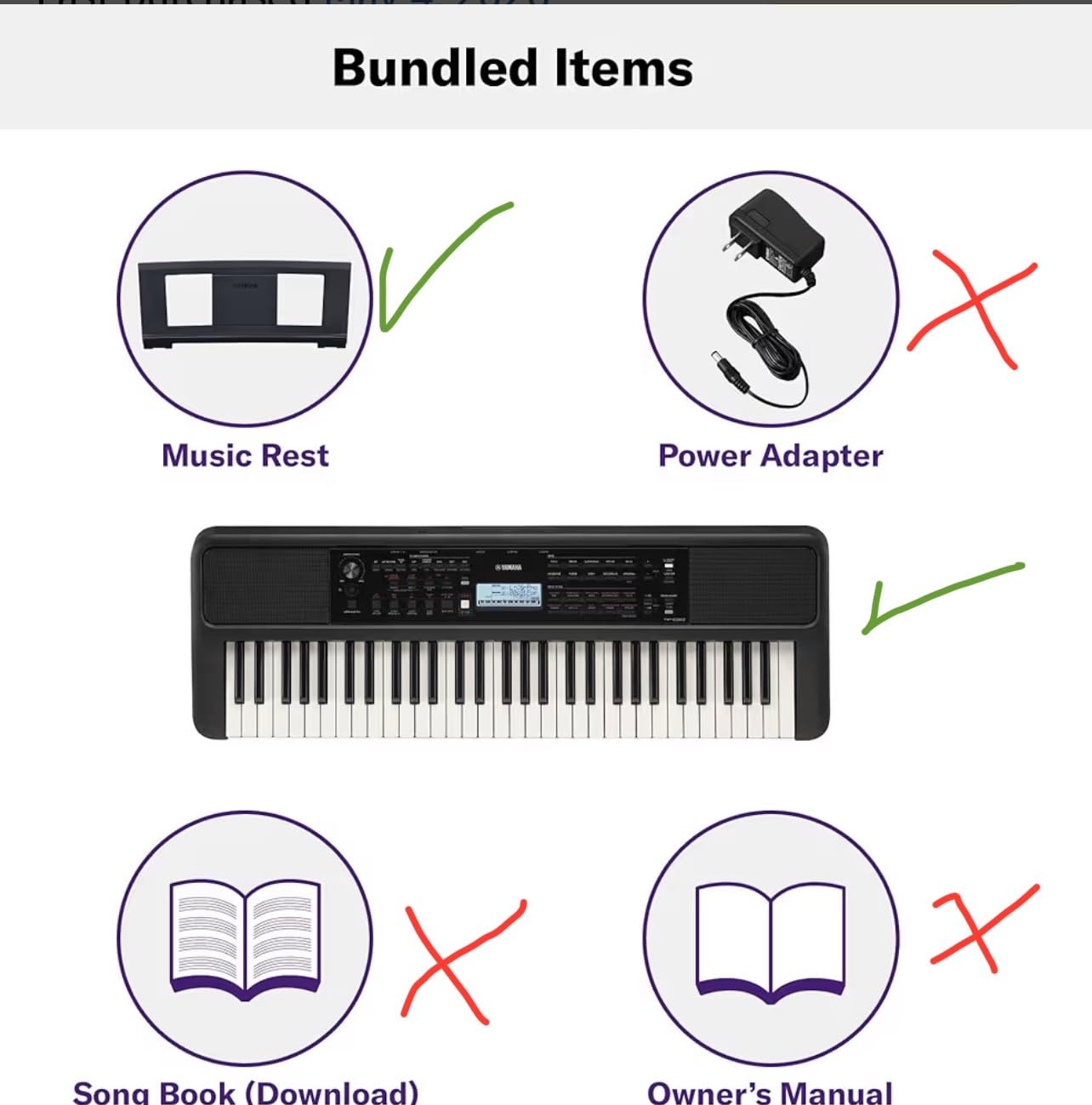 Yamaha 61 Touch Sensitive Keys Portable Keyboard for Beginners with Music Rest, Power Adapter PSR-E383 customer photo 2