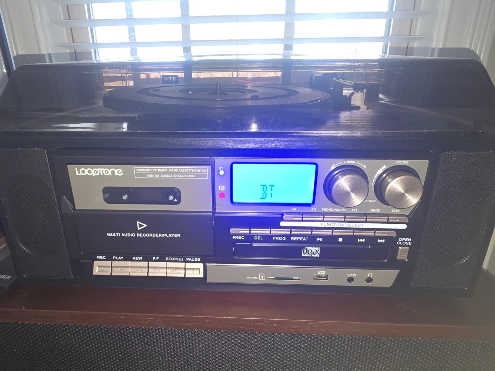 10 in 1 Vinyl Record Player 3 Speed Bluetooth Vintage Automatic Turntable CD Cassette Player AM/FM Radio USB Recorder Aux-in RCA Line-Out (Silver) customer photo 1