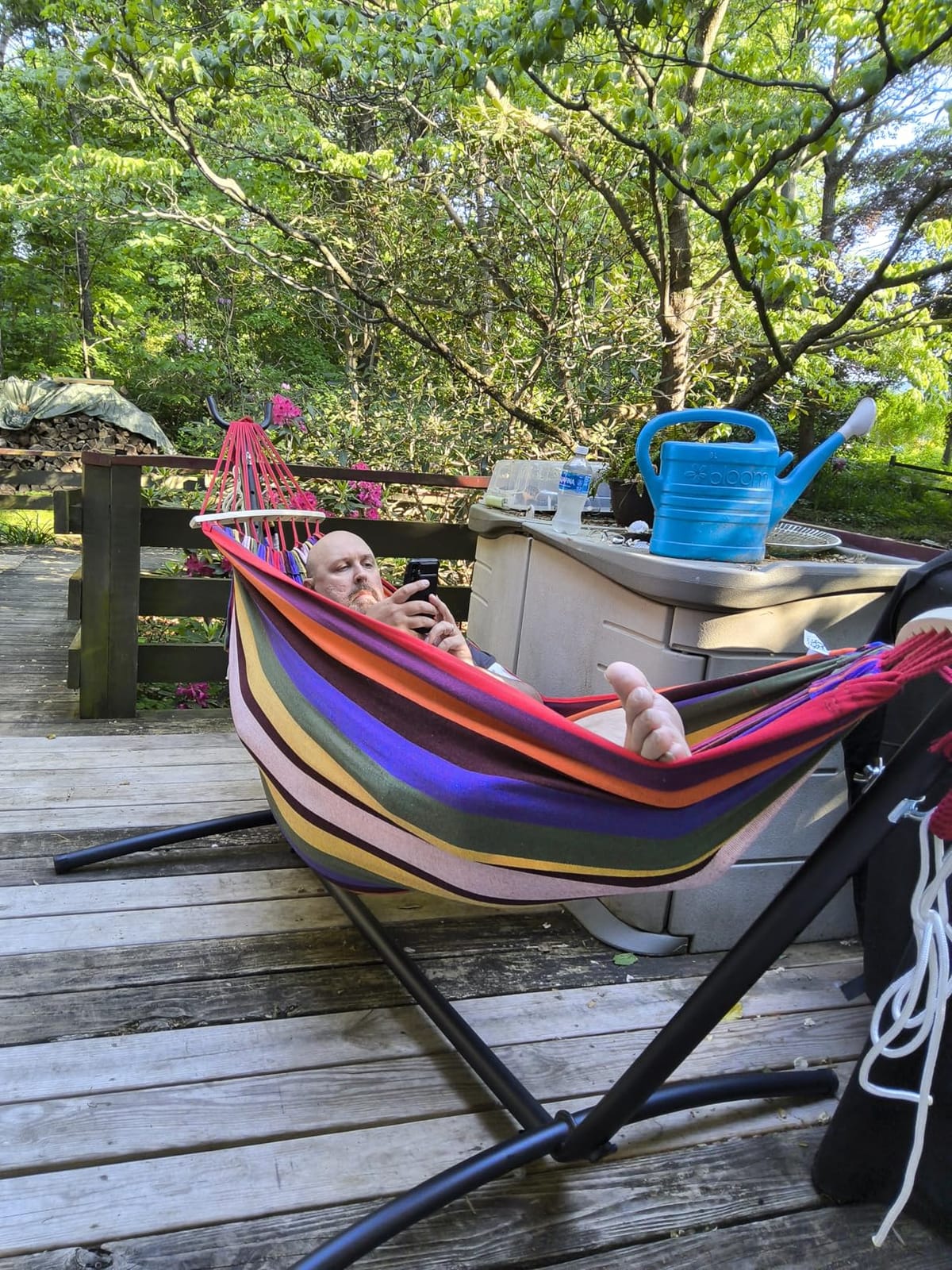 Everyfun Double Hammock with Stand for 2 Person, 600 lb Capacity, Rainbow customer photo 1