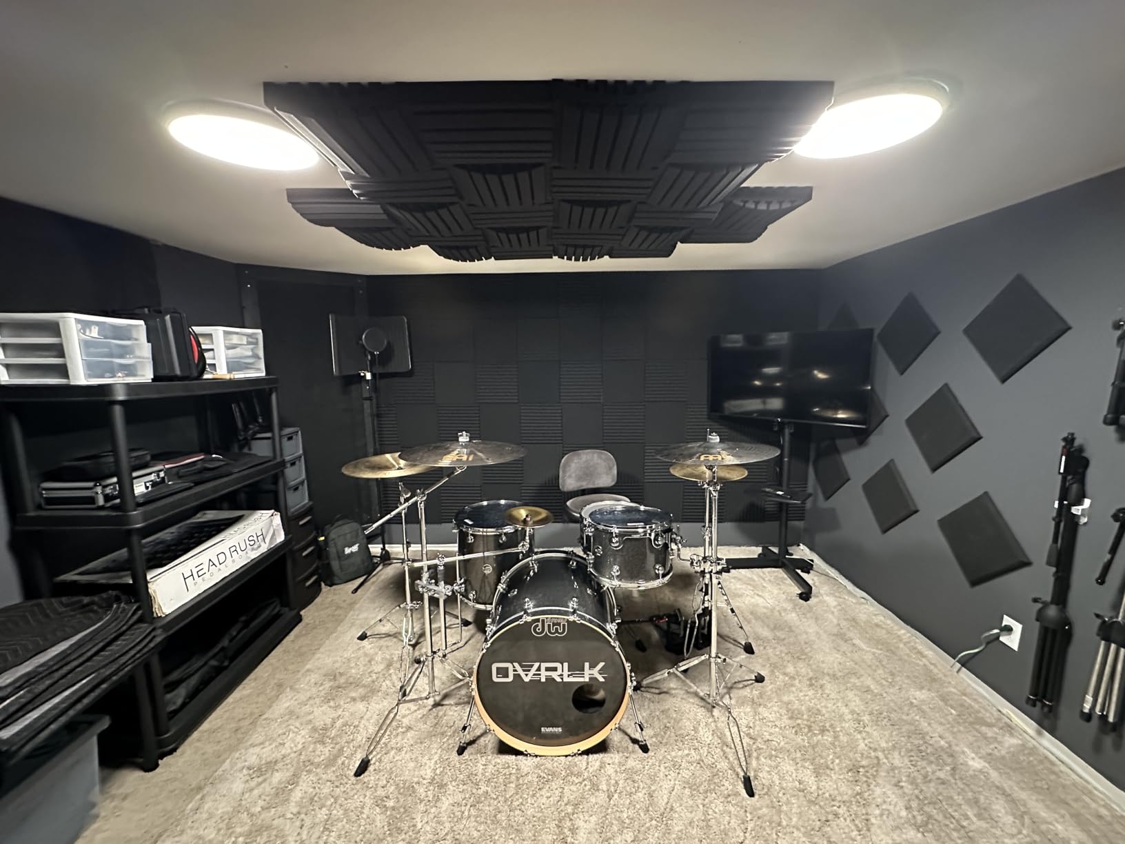 Knightsacoustic 96 Pack Sound Proof Foam Panels for Walls, 1 X 12 X 12 Inches Acoustic Foam Panels, High Density Acoustic Panels Sound Absorbing, Black Noise Cancelling Studio Wedges(NOT ADHESIVE) customer photo 2