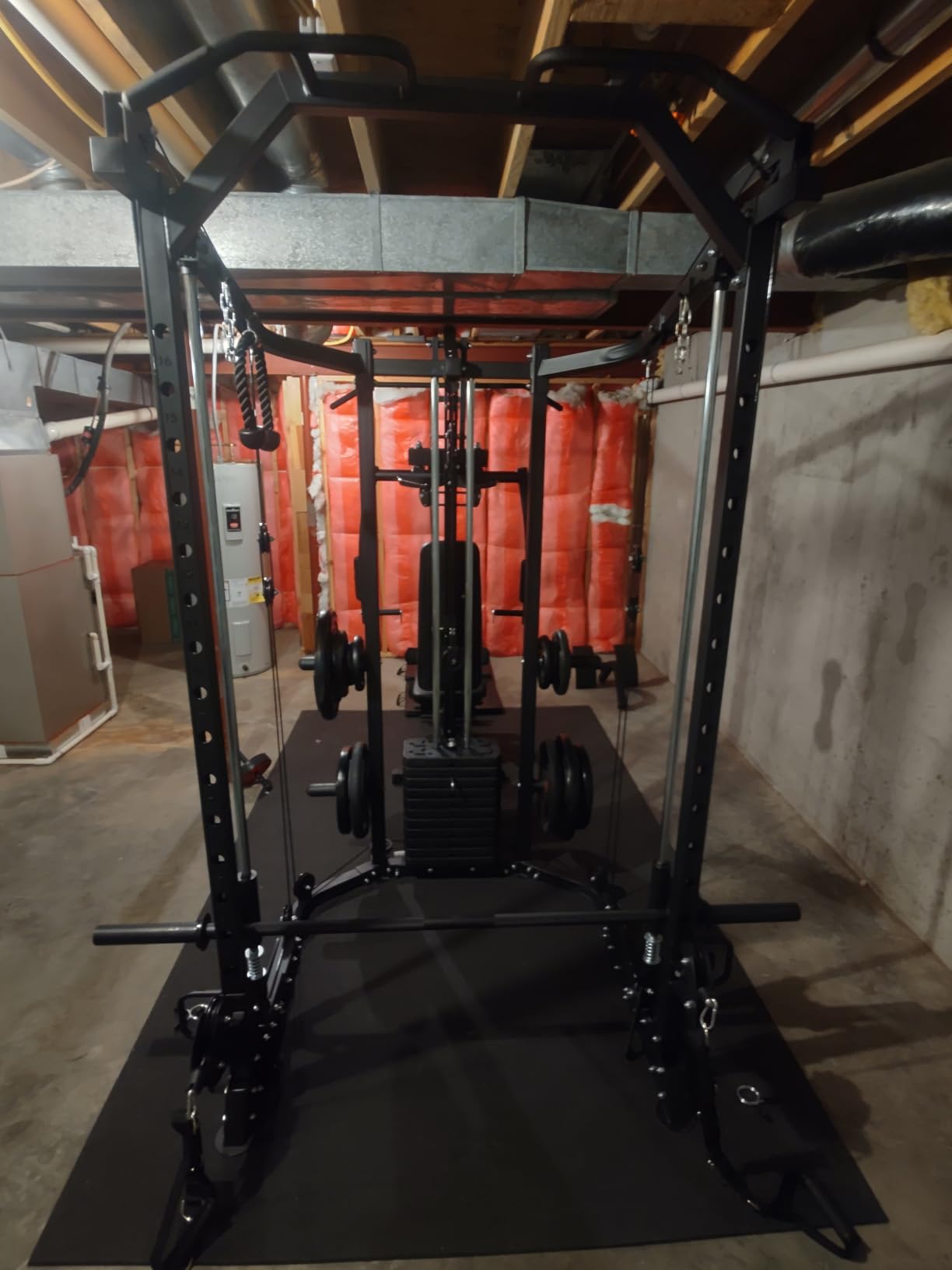 GMWD Dual-Station SmithΔ Machine Power Cage, All-in-One Home Gym Workout Station with 121LB Weight Stacks & Cable Crossover, Professional Functional Trainer for Couples & Family Strength Training customer photo 1
