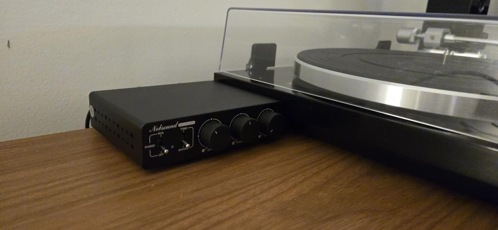 Nobsound 300Wx2 Stereo Amplifier with Phono Input - HiFi Class D Mini Power Amp for Home Theater, Turntables, Studio Monitor | TPA3255 Chip, RCA/MM Inputs, Bass/Treble Control (NS-13G MAX DC 48V) customer photo 2