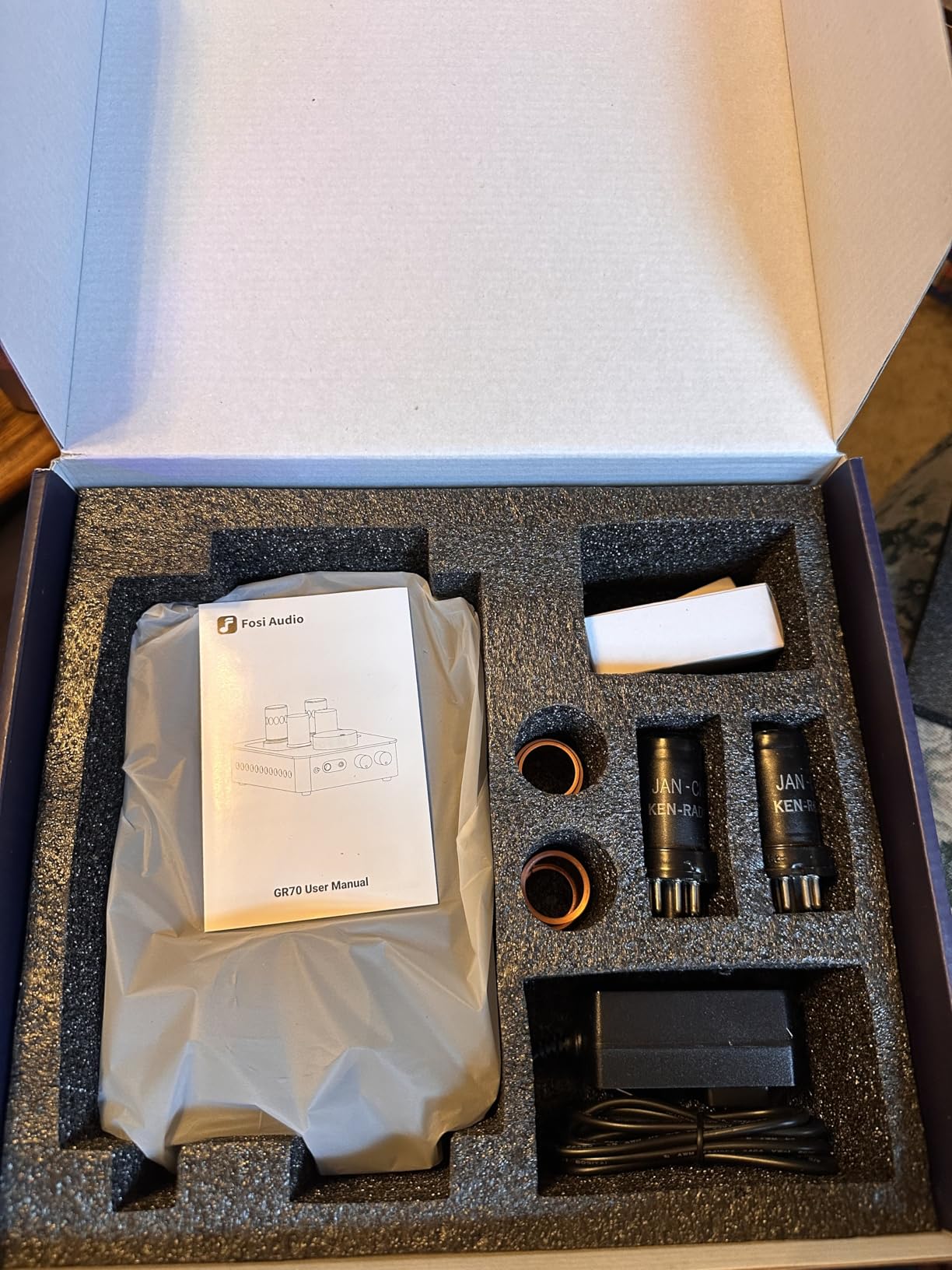 Fosi Audio GR70 Tube Headphone Amp Preamp, Authentic Tube-Amplification with Vacuum 5654W*2 & 6AC7*2, Mini HiFi Preamplifier for Home Audio, 3.5mm & 6.35mm Jacks Supporting 16-300 ohms Impedance customer photo 2