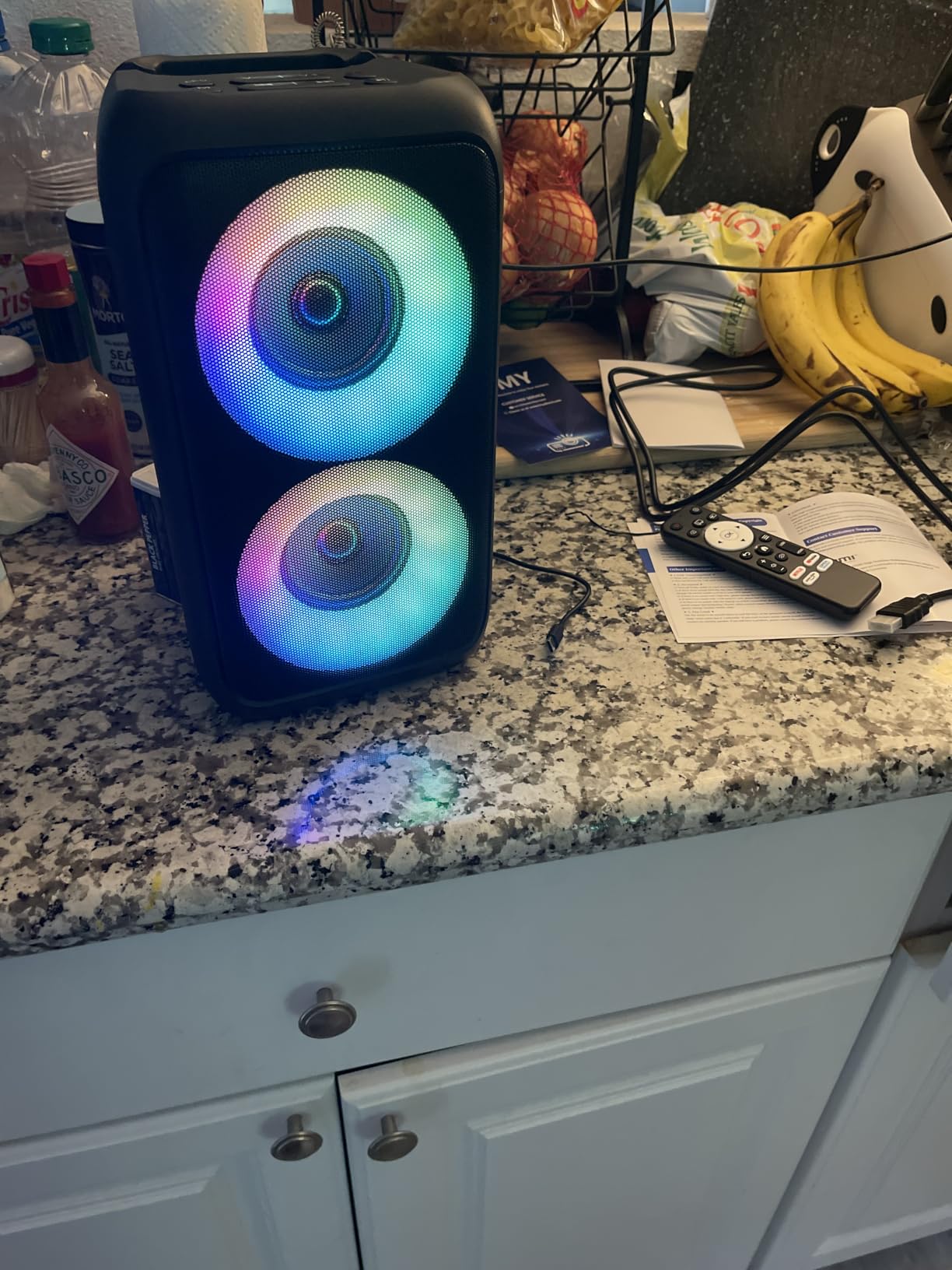 Bluetooth Speaker with 2 Wireless Microphones - Big Party Speaker for Adults Kids Karaoke with Lights - Portable Rechargeable Home Theater Systems Support TWS/AUX/USB/TF Card for Home Party Gift customer photo 2