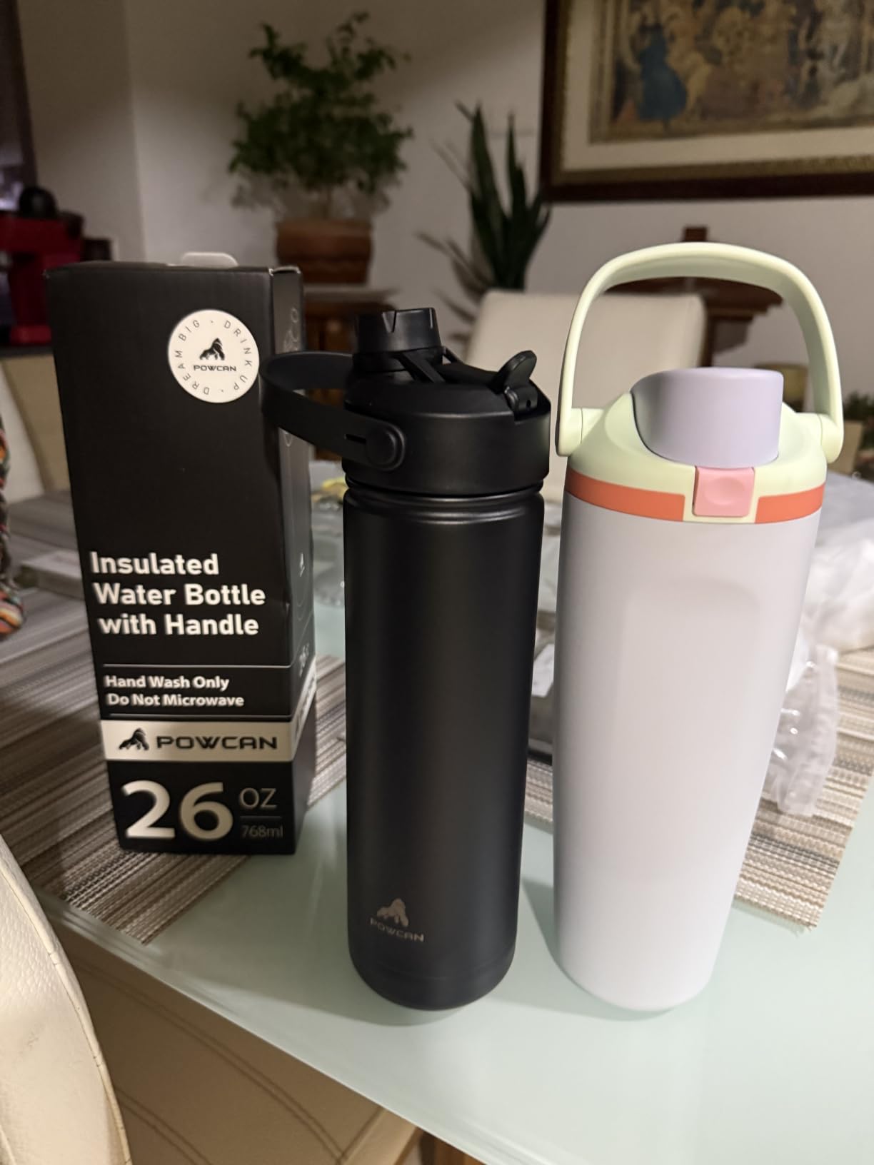 POWCAN 26 oz Insulated Water Bottle with 2-in-1 Straw and Spout Lid, Keep Cold 24H, Leak-Proof, Fits in Car Cup Holder, Stainless Steel Water Bottle for Sports, Travel, Gym, and School (Coastline) customer photo 2