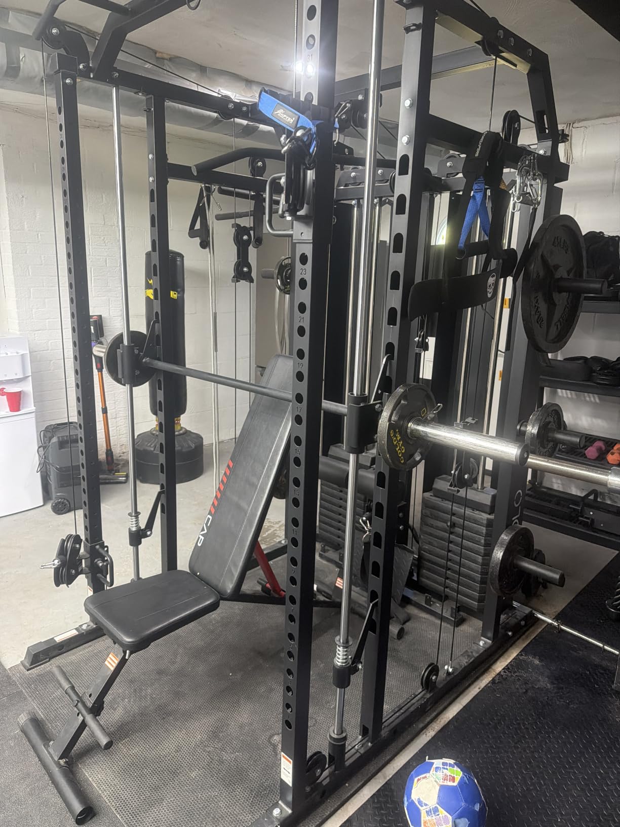 Mikolo Smith Machine with Weight Stack, Power Cage Home Gym System with LAT Pulldown & Cable Crossover, Multi-Functional Trainer with Dual Pulley System, Includes 10+ Free Attachments customer photo 2