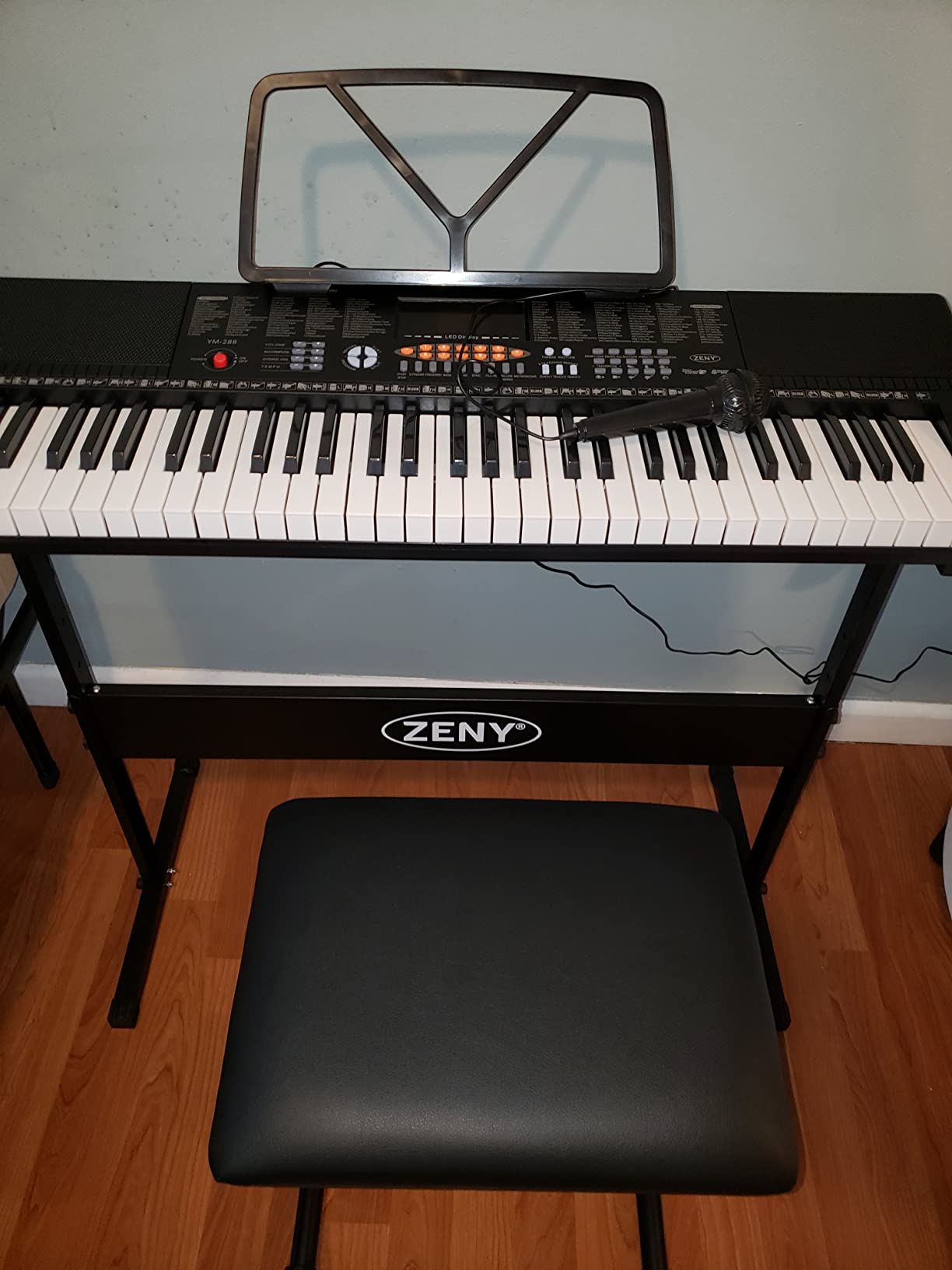 ZENY 61-Key Portable Electric Keyboard Piano with Built In Speakers, LED Screen, Headphones, Microphone, Piano Stand, Music Sheet Stand and Stool (Pink) customer photo 1