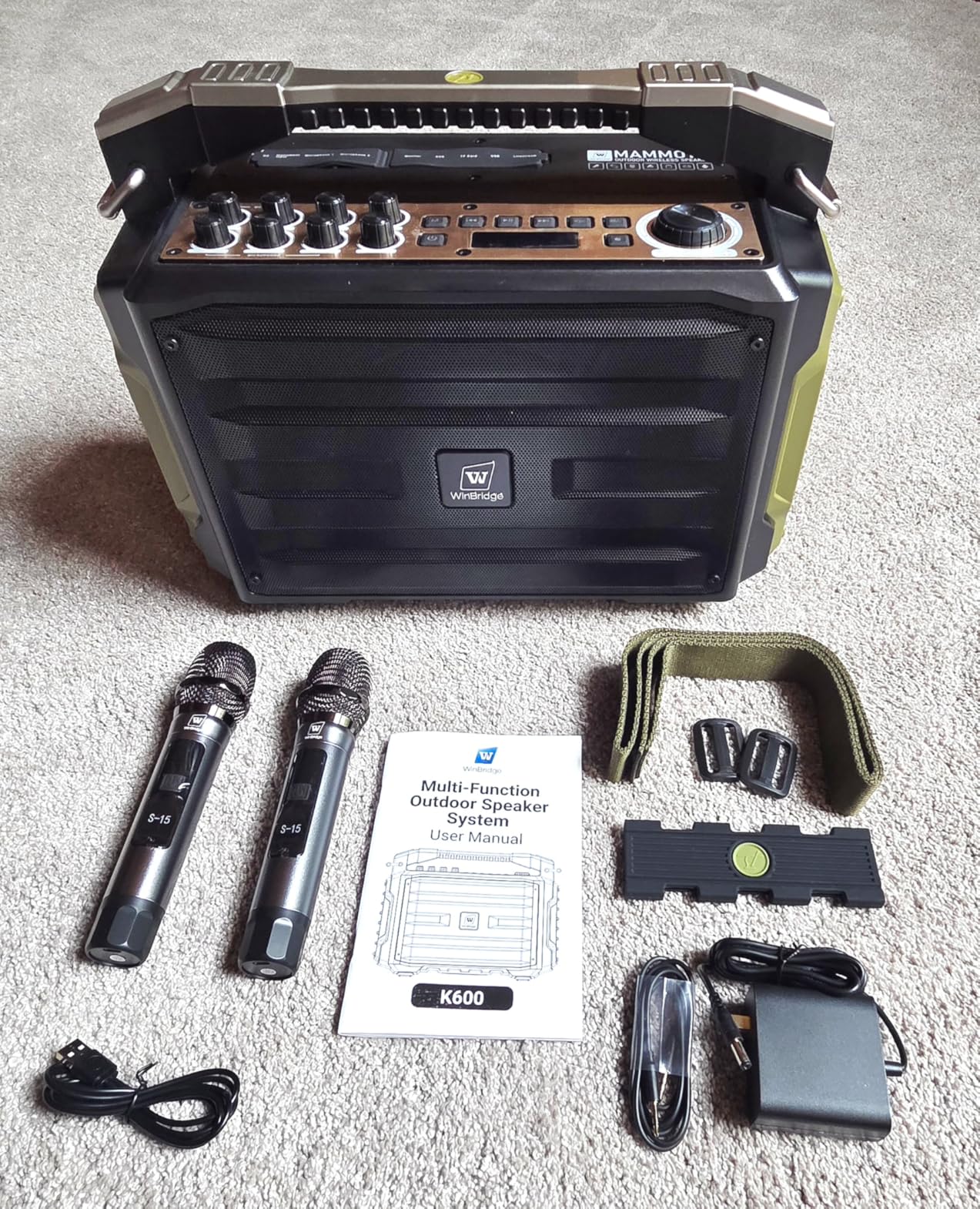 WinBridge 200W Portable PA System with 2 Wireless Microphones, K600 Pro customer photo 2