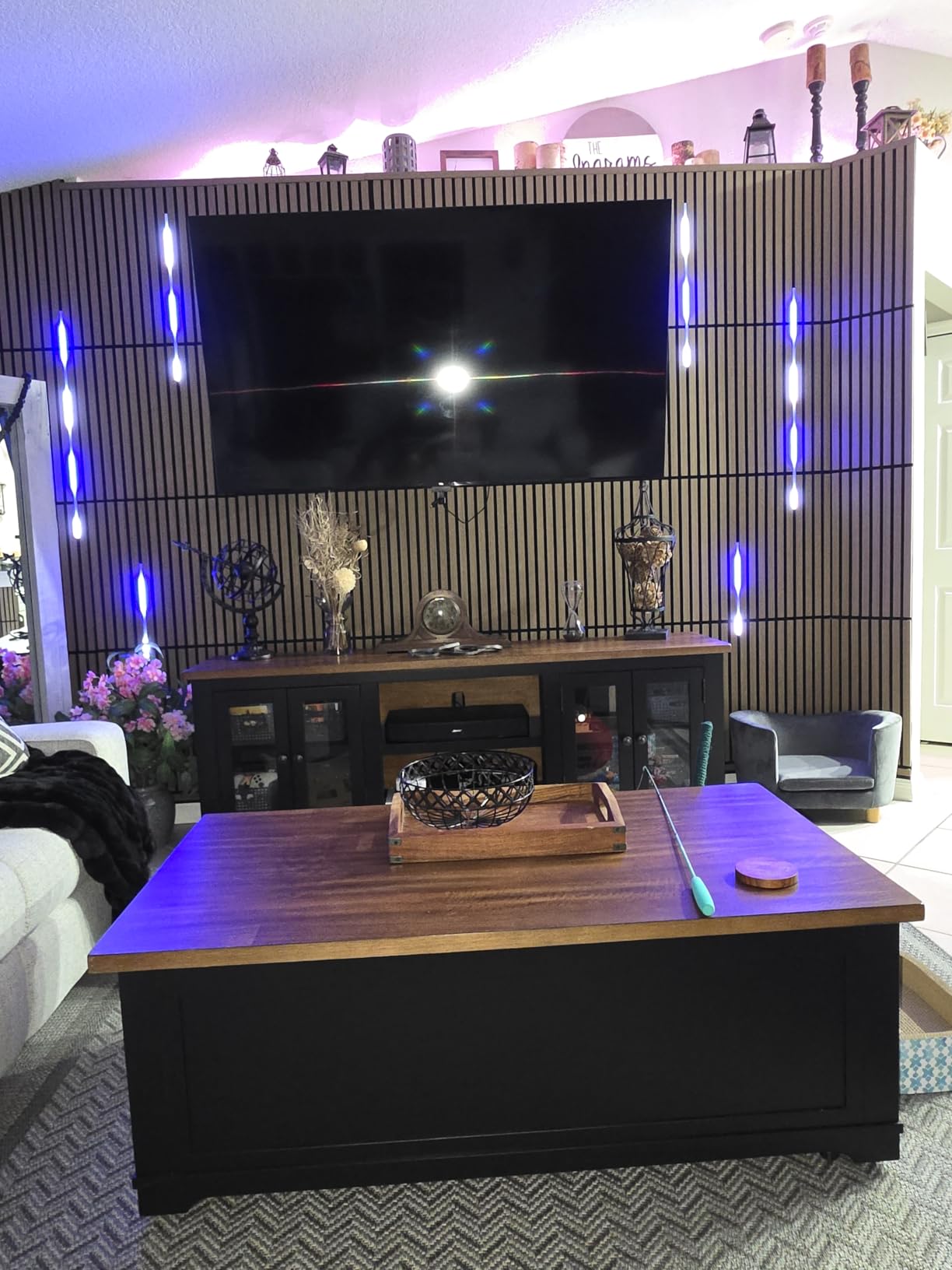 RGB+IC Led Recessed Lighting Kit Wall Panel Lights, 6PCS Smart Color Chasing Wood Slat LED Lights with Alexa & WiFi APP Control, DIY RGB Strip Lighting for Acoustic Panels, Game Room (15″+22″+35″) customer photo 2