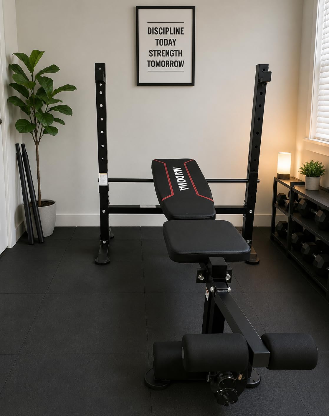 Weight Bench Set, 880LBS Adjustable Bench Press Set with Leg Extension and Barbell Rack, Safety Bar Catches, Fasting Foldable Workout Benches for Home and Gym customer photo 2