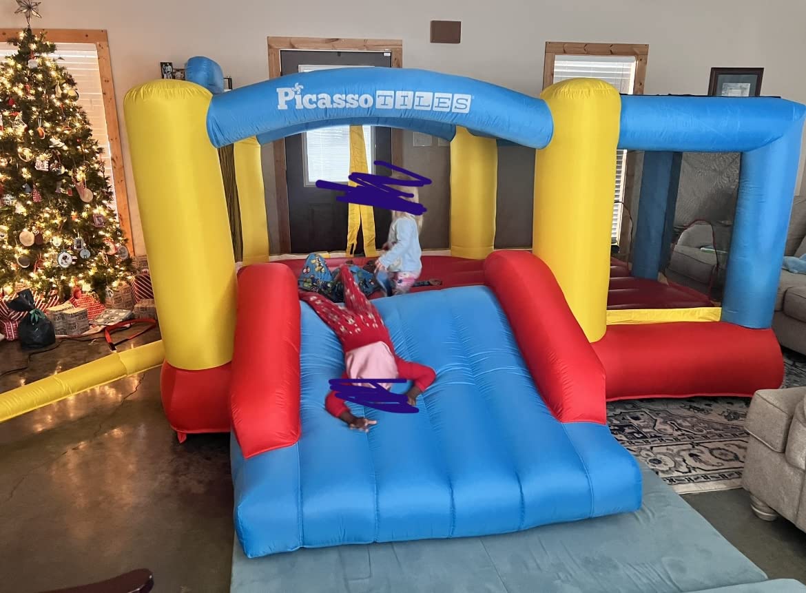 [Upgrade Version] PicassoTiles KC102 12x10 Foot Inflatable Bouncer Jumping Bouncing House, Jump Slide, Dunk Playhouse w/Basketball Rim, 4 Sports Balls, Full-Size Entry, 580W ETL Certified Blower customer photo 1