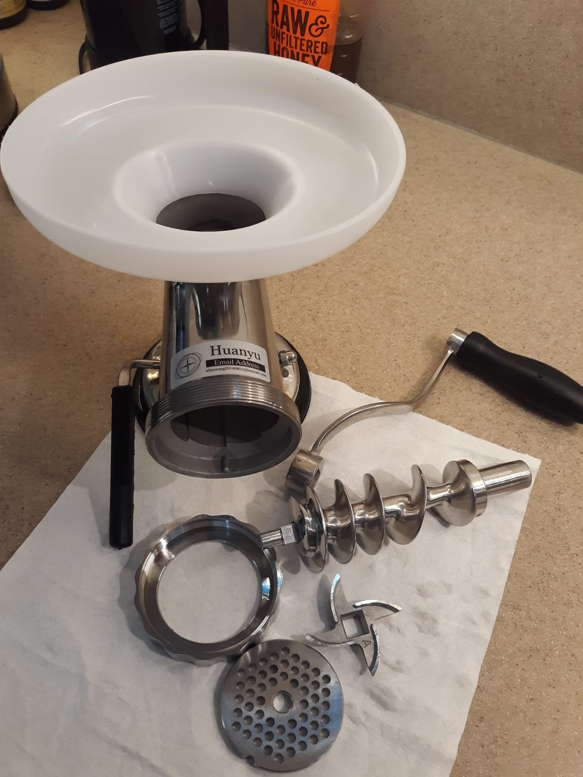 Huanyu Manual Meat Grinder Heavy Duty Stainless Steel Hand Crank Machine customer photo 1