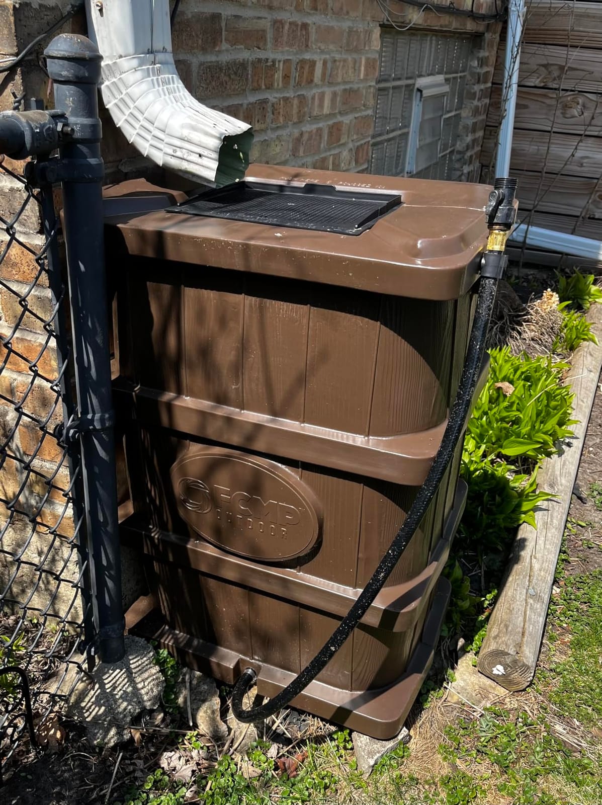 FCMP Outdoor Slim Line Design Rain Barrel, 45 Gallon, Brown customer photo 2
