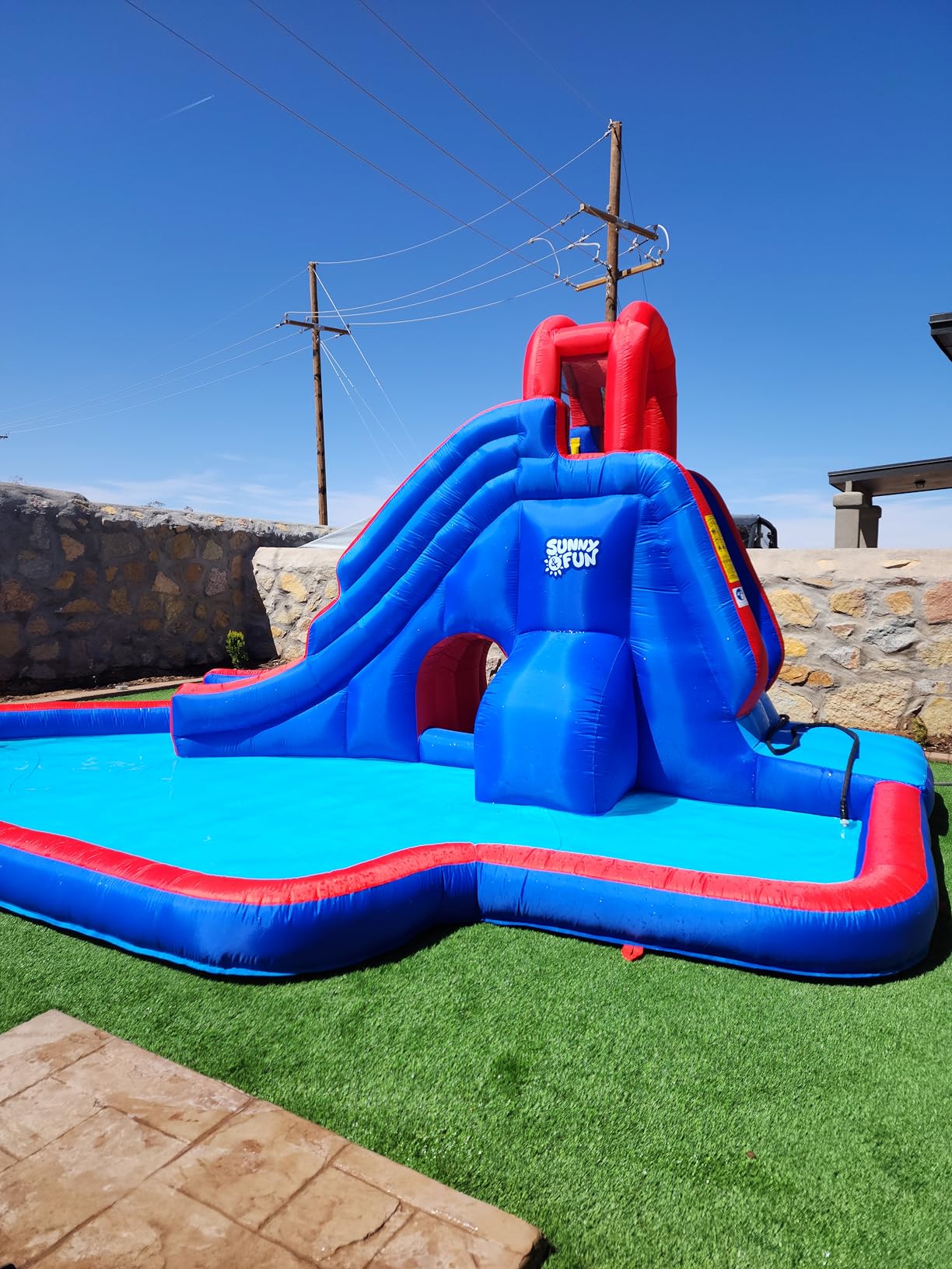 Sunny & Fun Deluxe Inflatable Water Slide Park with Climbing wall & Tunnel customer photo 2