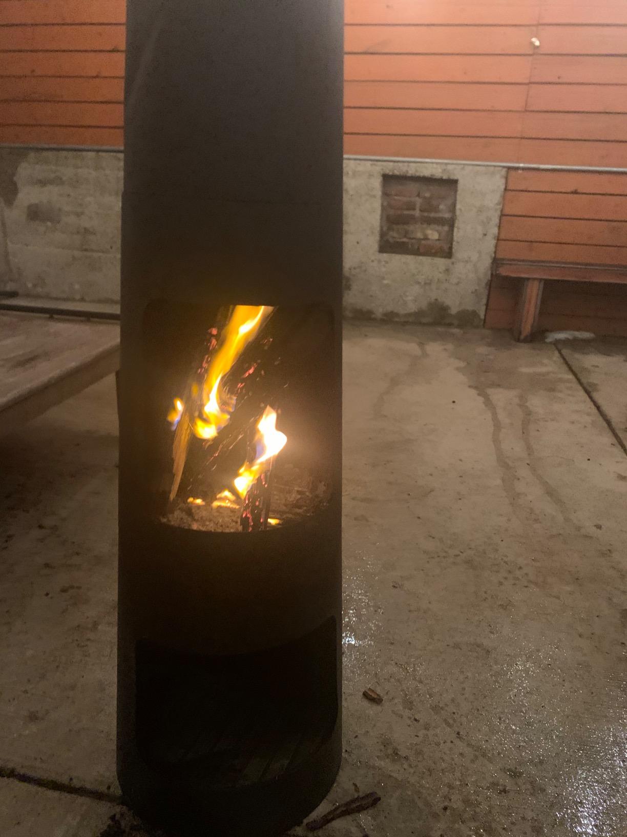 Sunnydaze Chiminea Outdoor Fireplace - Chiminea Fire Pit with Poker and Cover - Outdoor Wood-Burning Fire Pit - Black customer photo 1