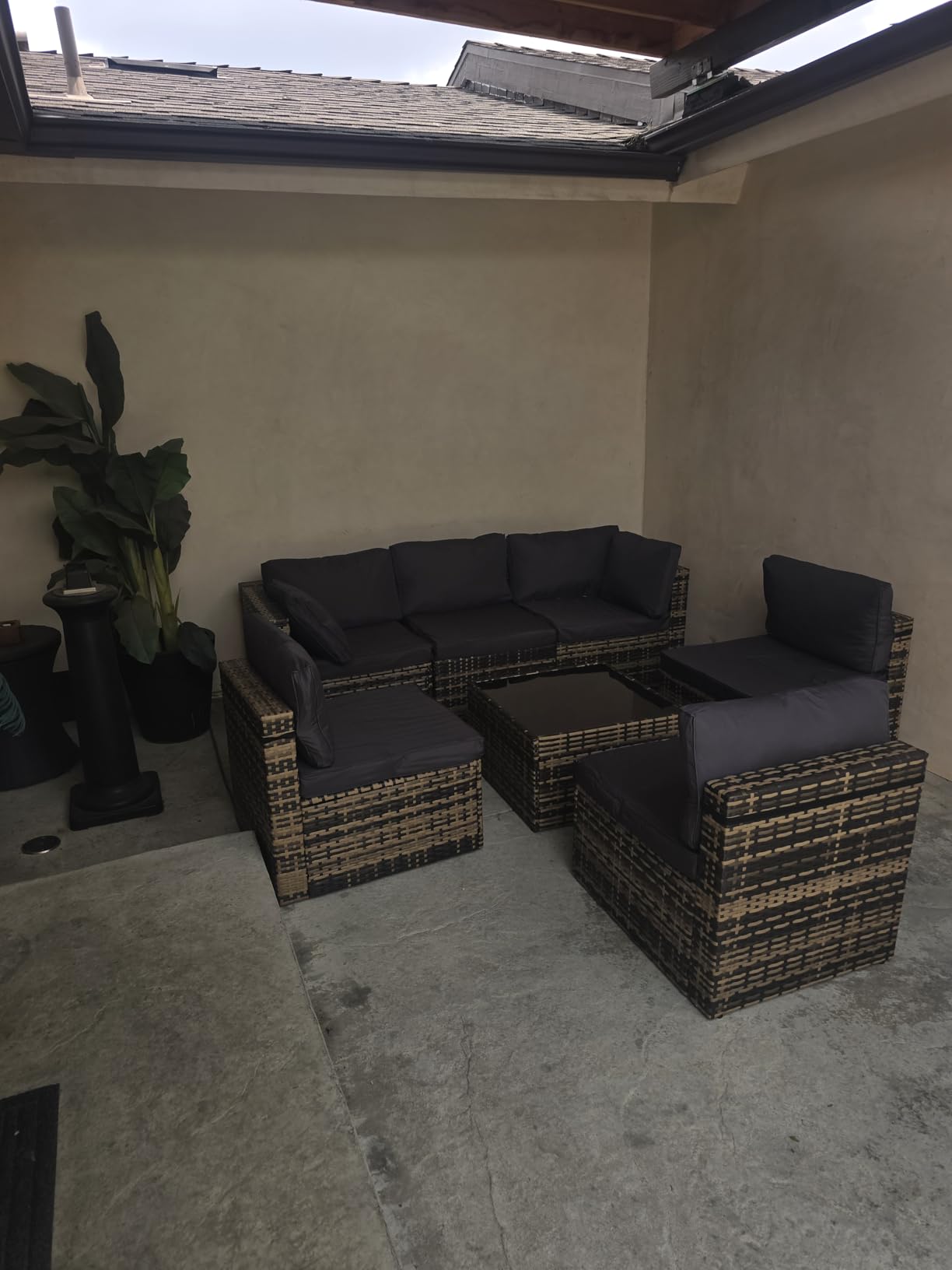 Pamapic 7 Pieces Outdoor Sectional Furniture，Wicker Patio sectional Furniture Sets，All-Weather Rattan Sectional Sofa Conversation Set with Coffee Table and Washable Couch Cushions Covers customer photo 1