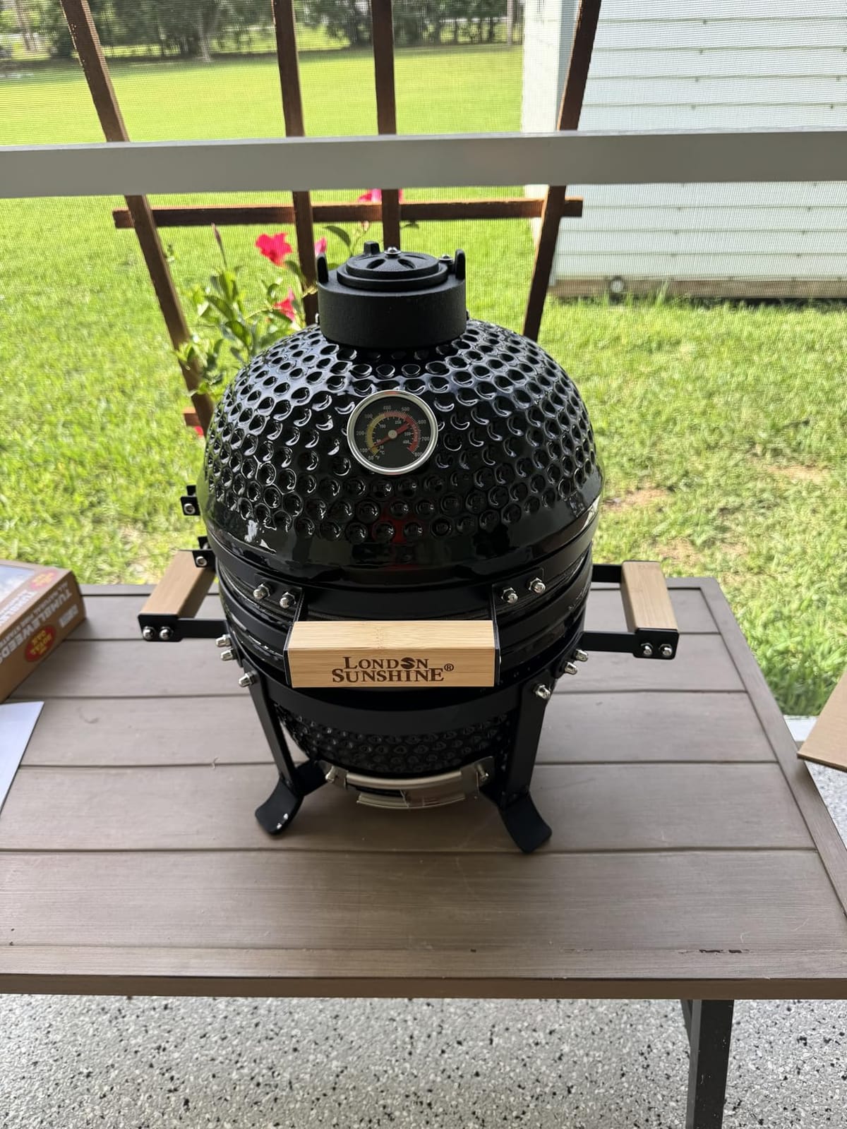 London Sunshine Ceramic BBQ Charcoal Kamado Grill 13 inch Portable Tabletop BBQ Grill Red customer photo 1
