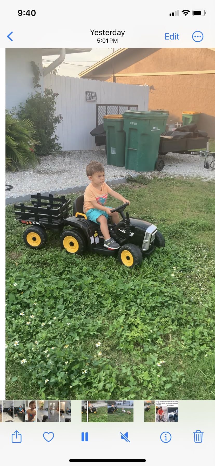 Costzon Ride on Tractor with Detachable Trailer, Kids' Electric Vehicles w/3-Gear-Shift Ground Loader, Wireless Design & USB, 7 LED Headlights, Remote Control Tractor Toy for Kids 3+ (12V, Green) customer photo 2