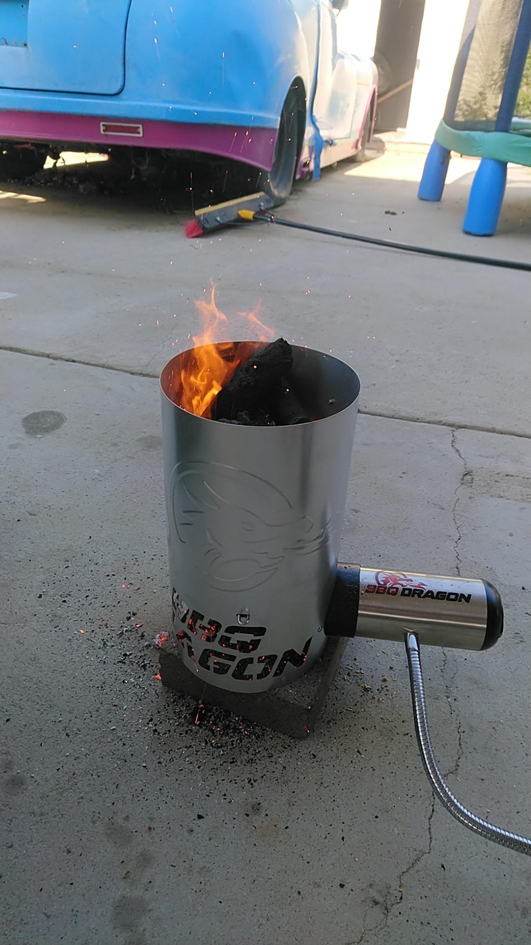 BBQ Dragon Chimney of Insanity XL Charcoal Starter — Field & Stream Best Overall Charcoal Chimney — Largest Charcoal Chimney Available — Ready-to-Cook Coals in About 3 Minutes with BBQ Dragon Fan customer photo 1