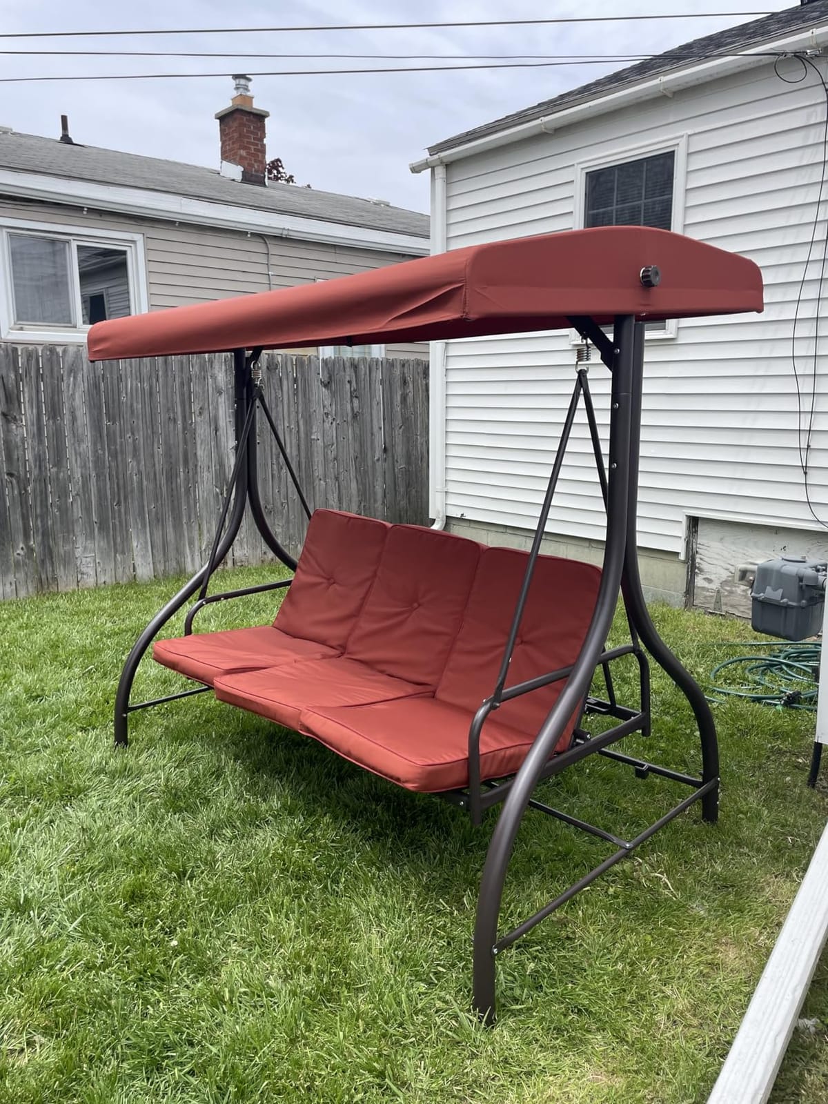Best Choice Products 3-Seat Outdoor Large Converting Canopy Swing Glider, Patio Hammock Lounge Chair for Porch, Backyard w/Flatbed, Adjustable Shade, Removable Cushions - Gray customer photo 1
