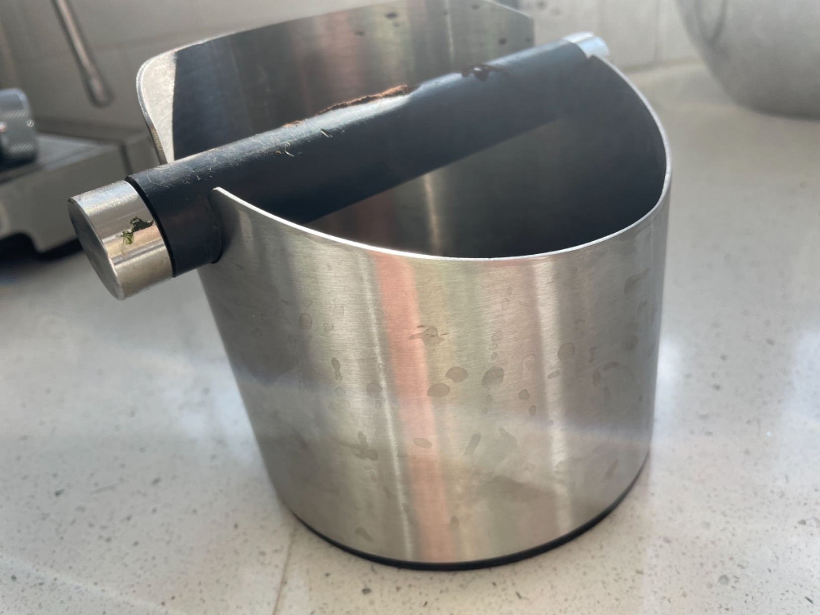 DIBTSA Espresso Knock Box, Stainless Steel Coffee Grounds Knock Box, With Removable Knock Bar and Non-Slip Rubber Base (Silver) customer photo 2