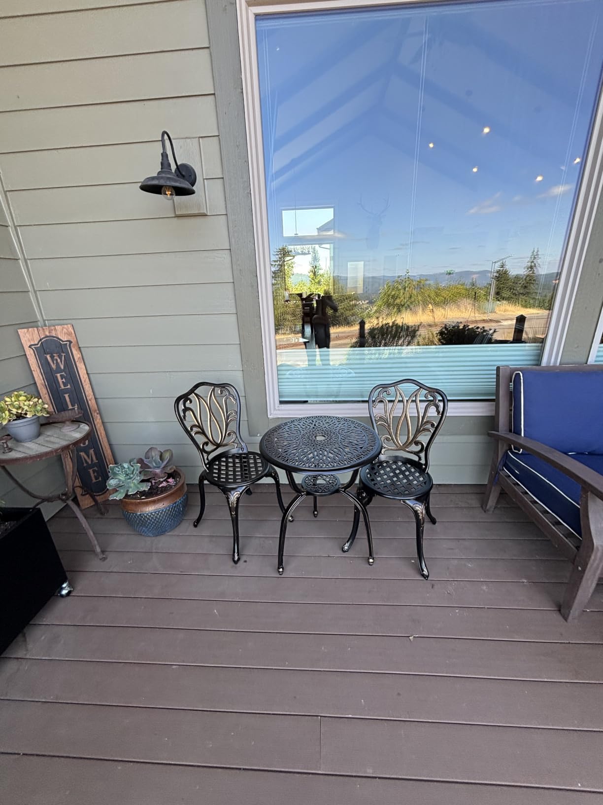 C/G 3 Piece Bistro Set,Outdoor Patio Set,Anti-Rust Cast Aluminum Bistro Table Set for Park Yard Front Porch Furniture(Antique Copper) customer photo 2