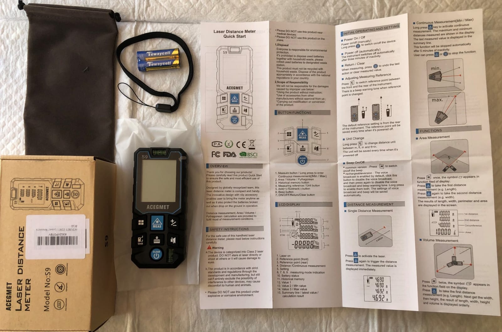 ACEGMET S9 229ft/70m Laser Measuring Tool, LCD Backlit Display customer photo 1