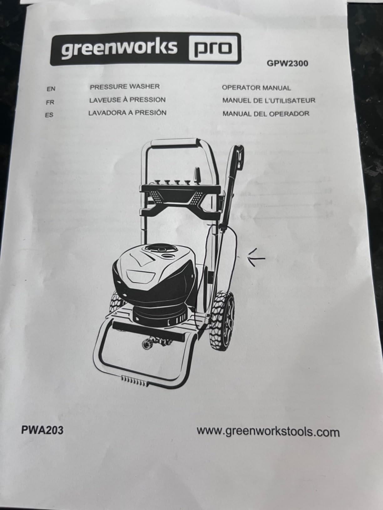 Greenworks 2300 PSI (2.3 GPM Max) Electric Pressure Washer customer photo 1