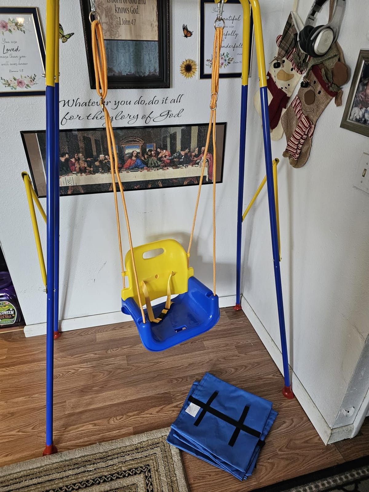 FUNLIO Toddler Swing with Foldable Metal Stand for Toddlers Aged 1~10 Years, 3-in-1 Baby Swing Set with 4 Sandbags for Backyard/Indoor/Outdoor Play, Easy to Assemble & Store customer photo 2
