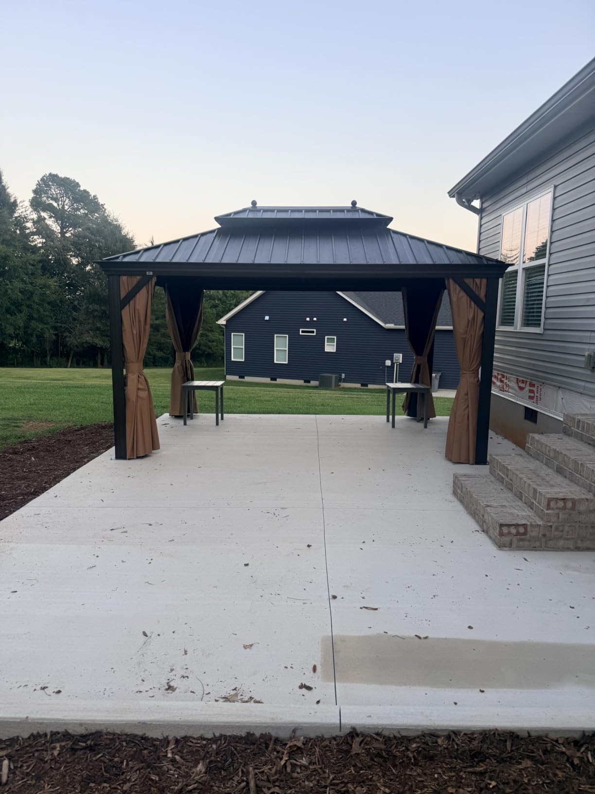 PURPLE LEAF Patio Hardtop Gazebo 12' x 16' Bronze Frame Double Roof Khaki customer photo 2