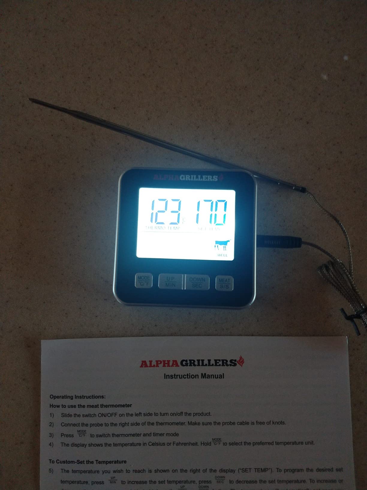Alpha Grillers Meat Thermometer Digital, Wired Probe for Oven & Grill customer photo 2