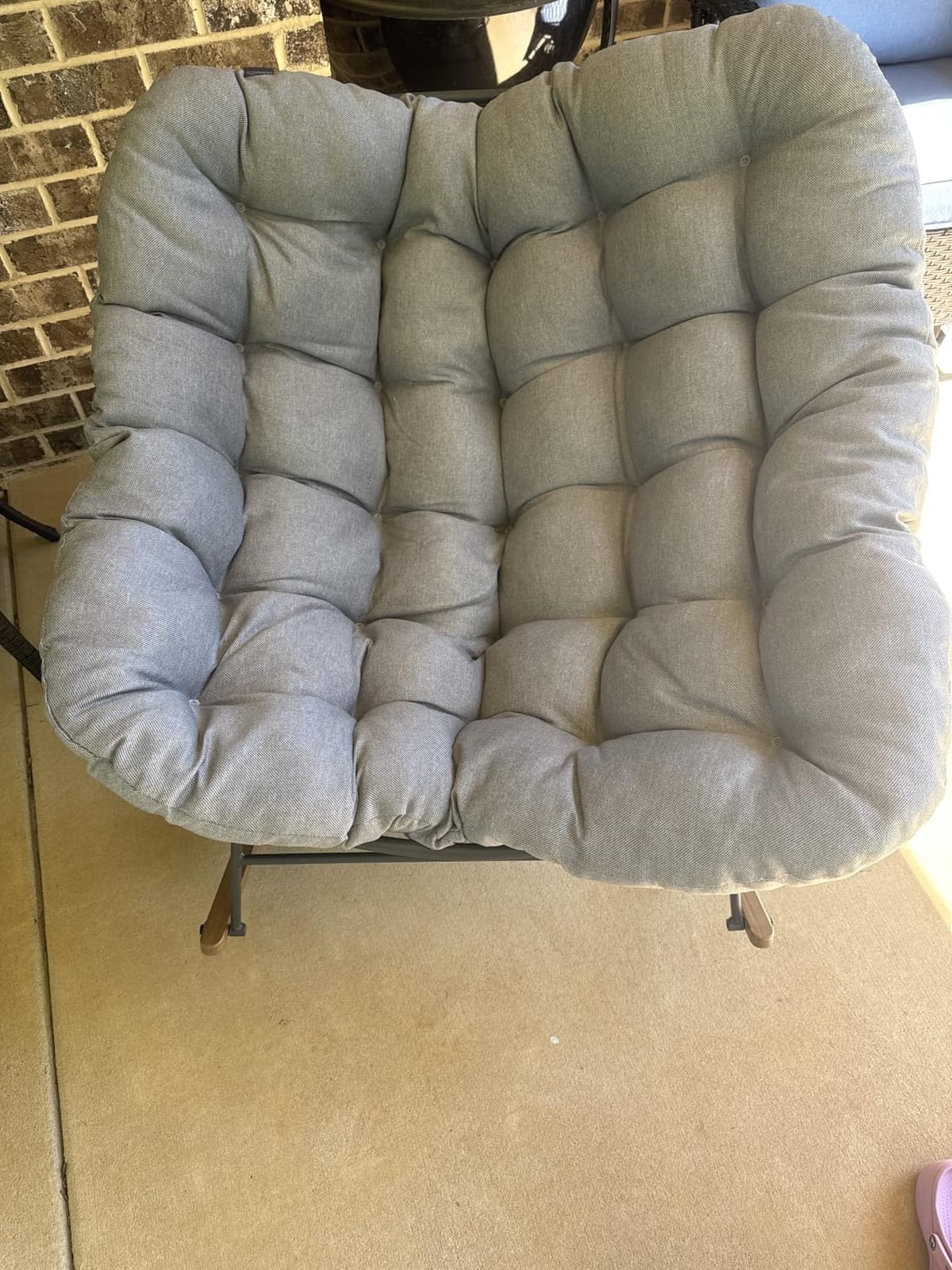 Grand patio Outdoor Papasan Rocking Chair with Thick Cushion, Grey customer photo 1