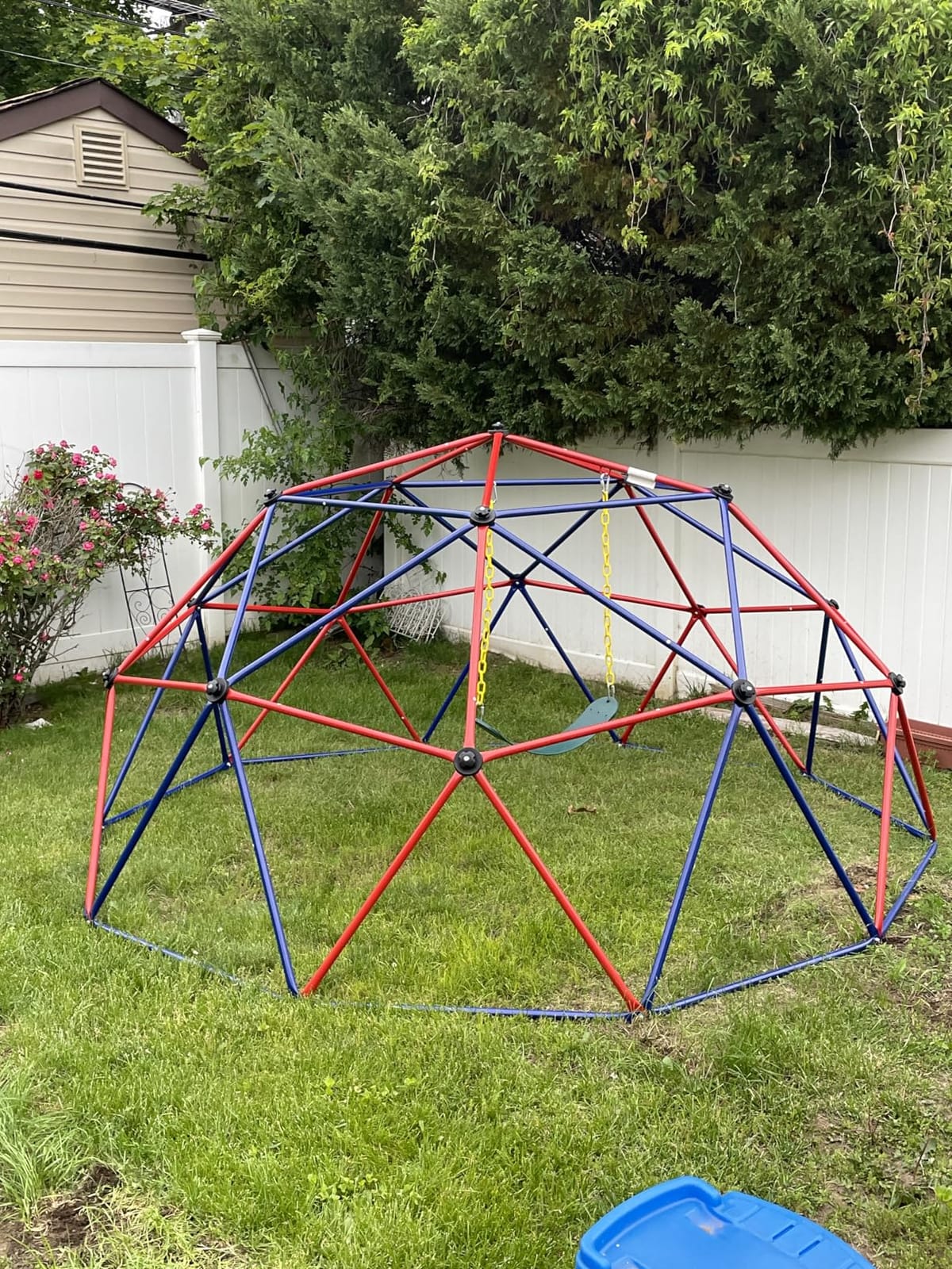 Costzon Climbing Dome with Slide for Kids, 8FT Kids Jungle Gym Monkey Bar Climbing Toys for Outdoor, 2 in 1 Indoor Geometric Dome Climber Playground Set for 3-8 Boys Girls Toddlers Backyard Gifts customer photo 1