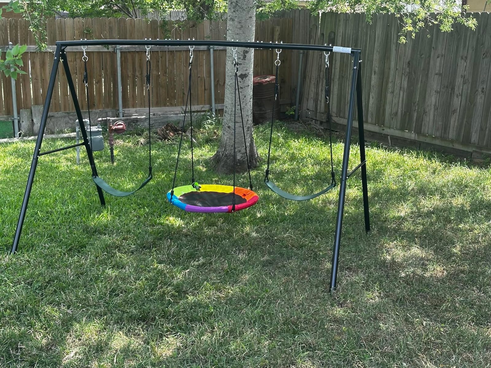 Hapfan 3 Seat Swing Set for Backyard with Saucer & Belt Swings customer photo 2