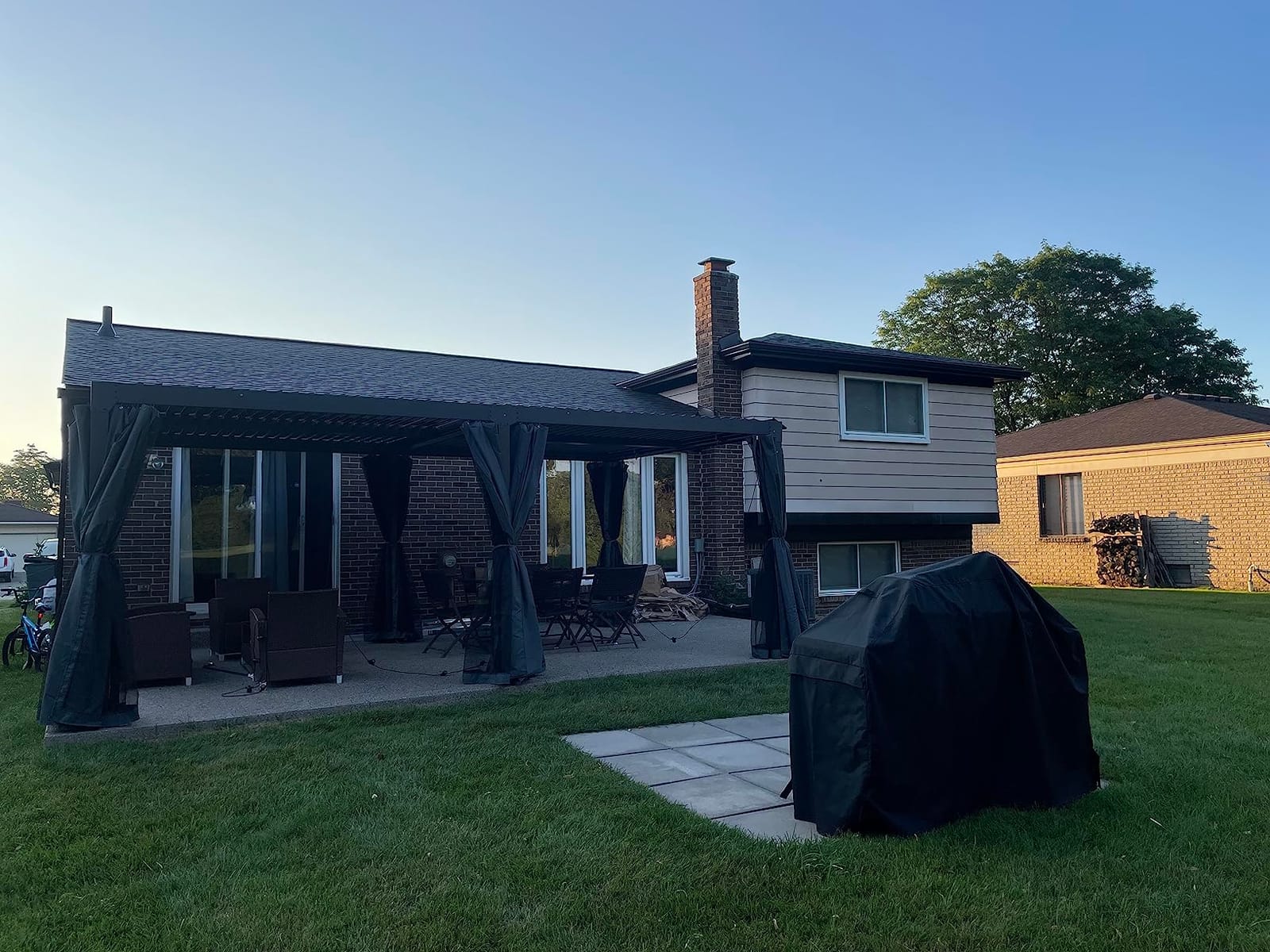 YOLENY Louvered Pergola - 10x12, All Aluminum with Adjustable Rainproof Roof, Outdoor Pergola with Curtains and Nets for Patio & Garden, White customer photo 1