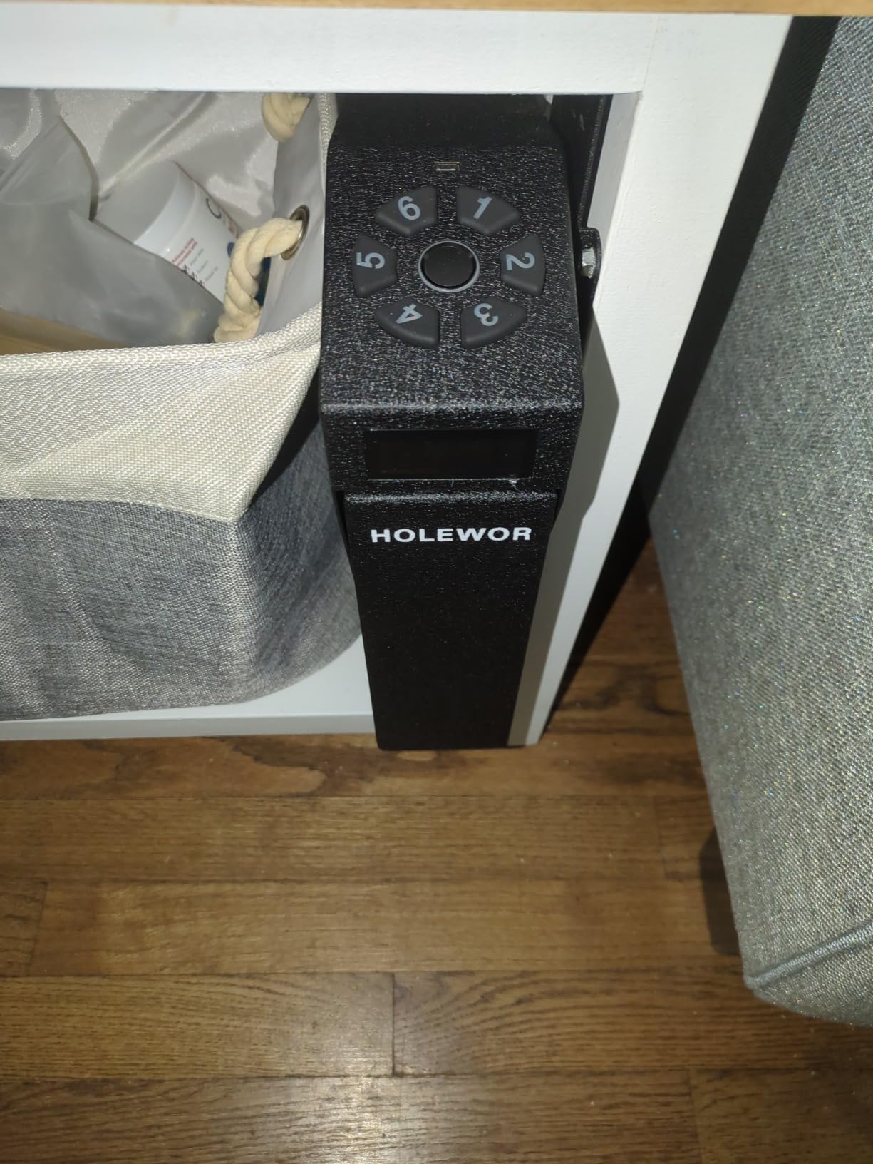 Drop Down Biometric Gun Safe for Handgun Mounted for Bedside Desk customer photo 2