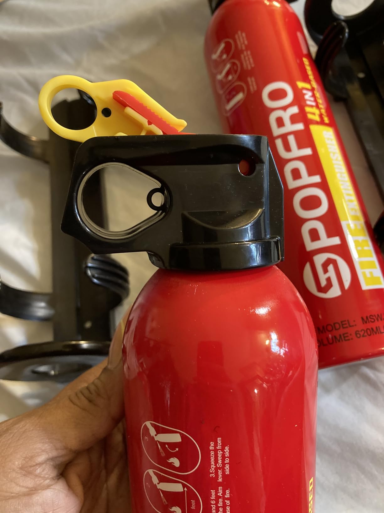 Portable Fire Extinguisher | 4-in-1 Small Fire Extinguisher for Home, Garage, Kitchen, Car | For Electric, Textile and Grease Fires | Non-Toxic, Easy Clean | Wall Mount Incl (1 pack) customer photo 1