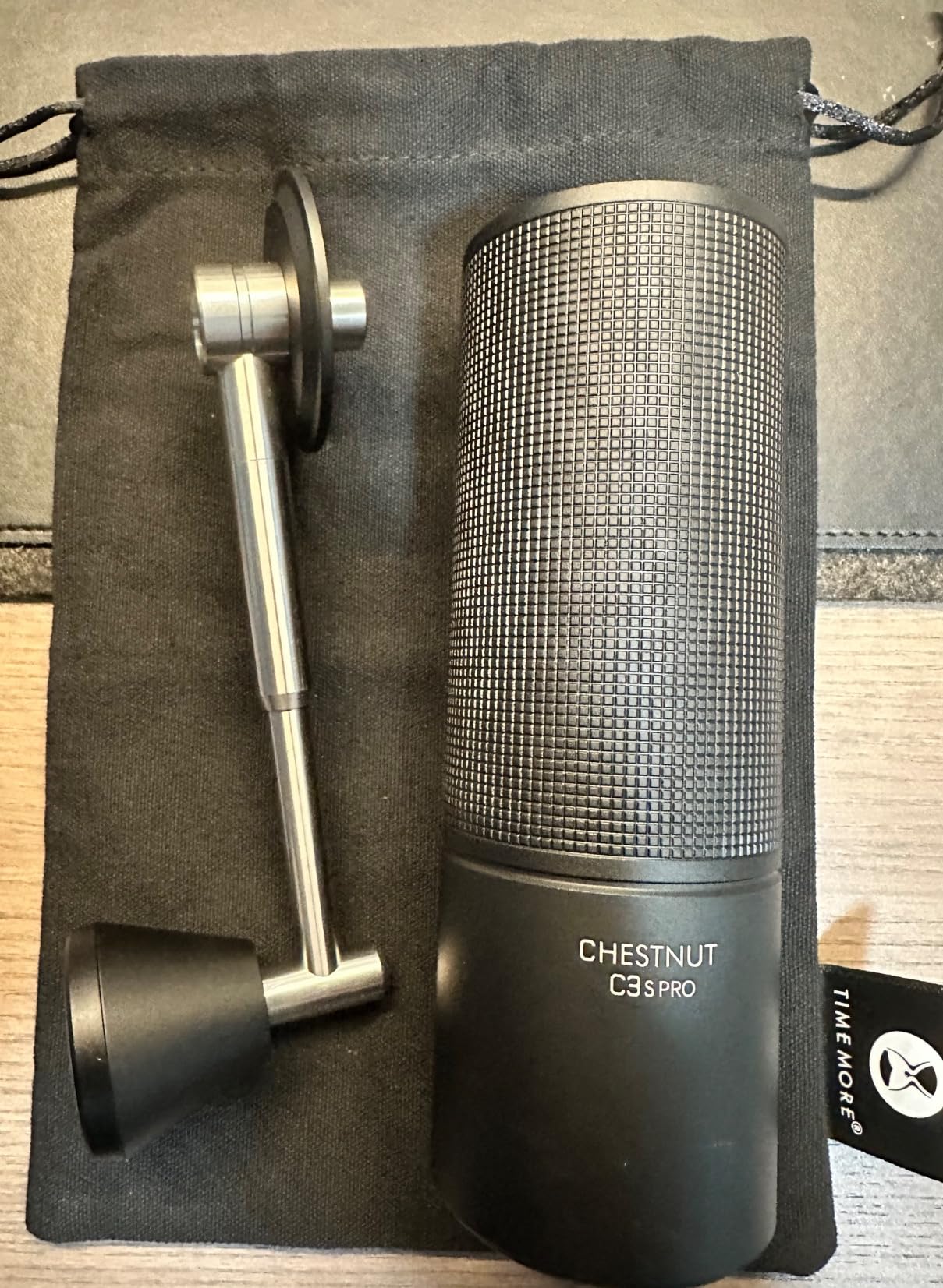 TIMEMORE Chestnut C3S Pro Manual Coffee Grinder, Stainless Steel S2C Conical Burr Coffee Grinder, Hand Coffee Grinder with Foldable Handle, Adjustable Grind Setting for Travel/Camping/Home, Black customer photo 1