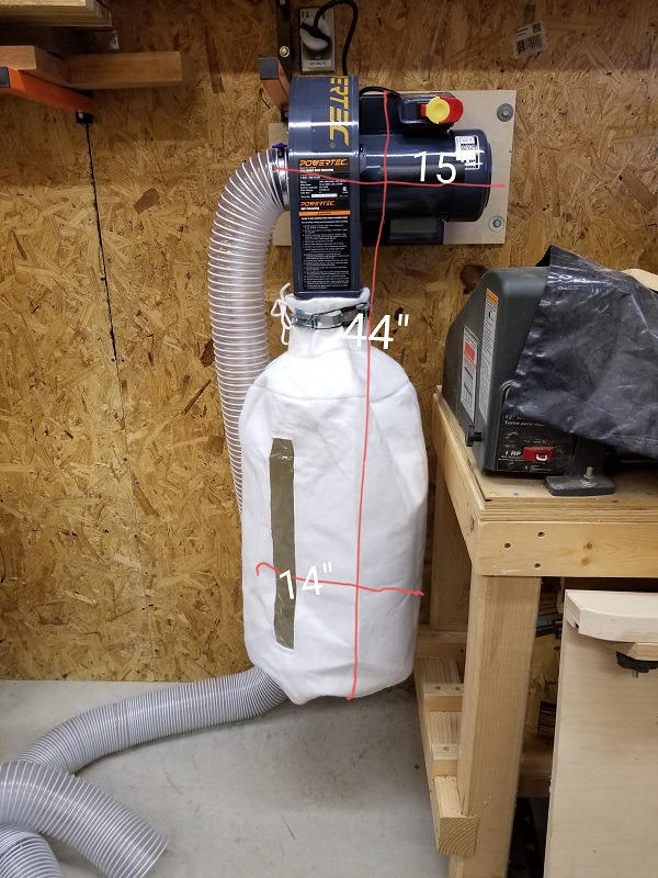POWERTEC 1 HP Dust Collector with 1 Micron Dust Collector Bags and Mobile Base, Dust Collectors with 800 CFM for Woodworking Dust Collection System (DC1081) customer photo 1