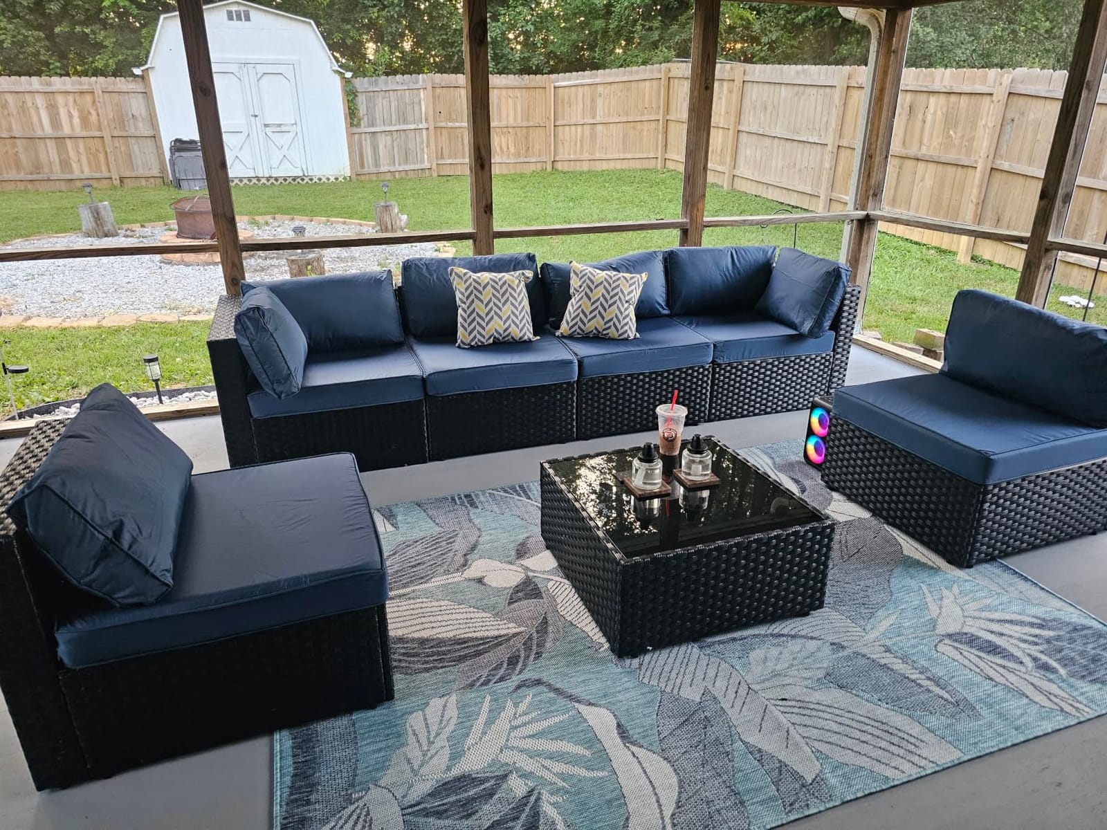 Shintenchi 7 Pieces Outdoor Patio Sectional Sofa Couch, Wicker Furniture Conversation Sets with Washable Cushions & Glass Coffee Table for Garden, Poolside, Backyard (Khaki) customer photo 1